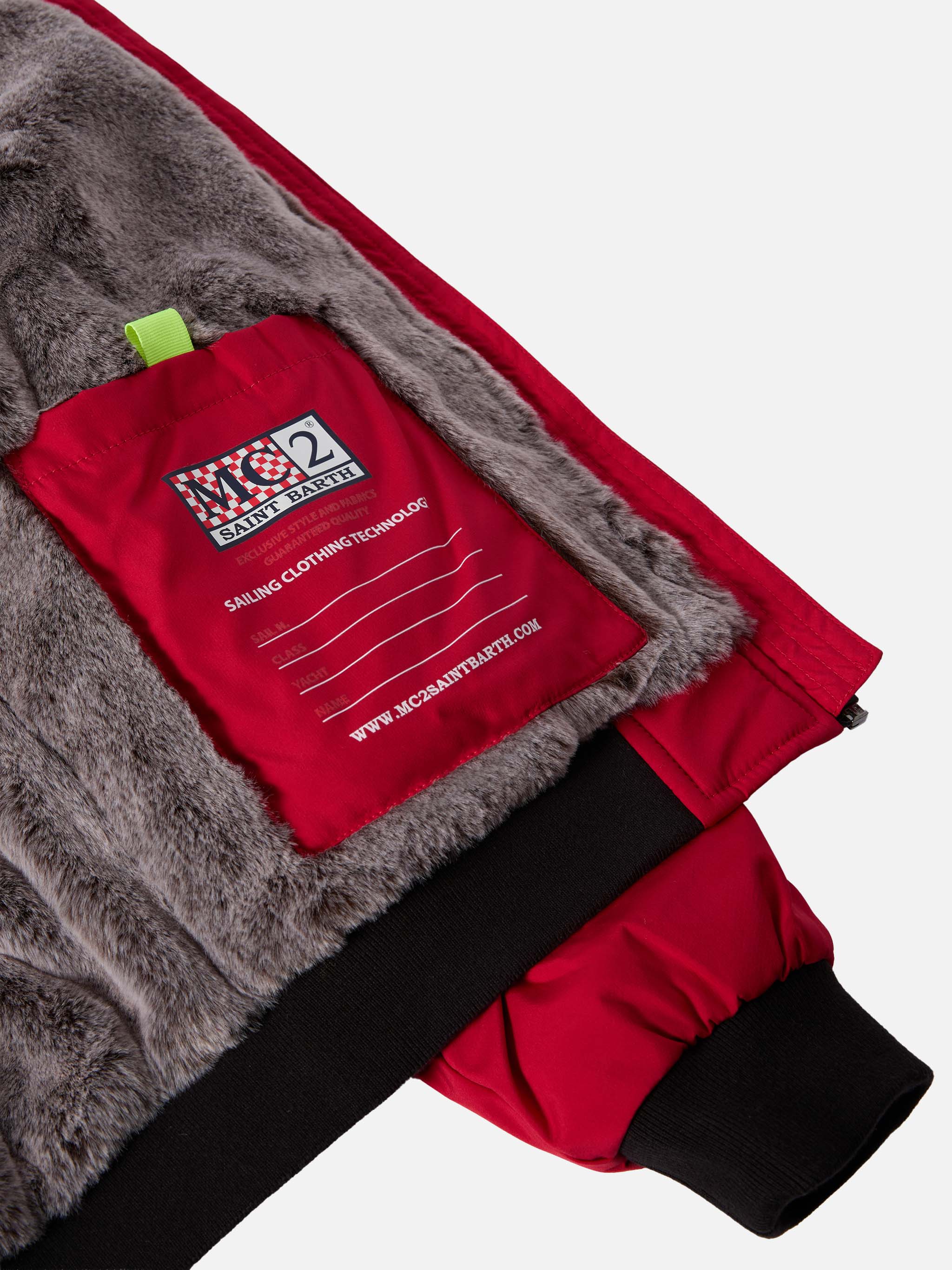 Red Bomber Jacket Country Jr With Furry Lining __single__
