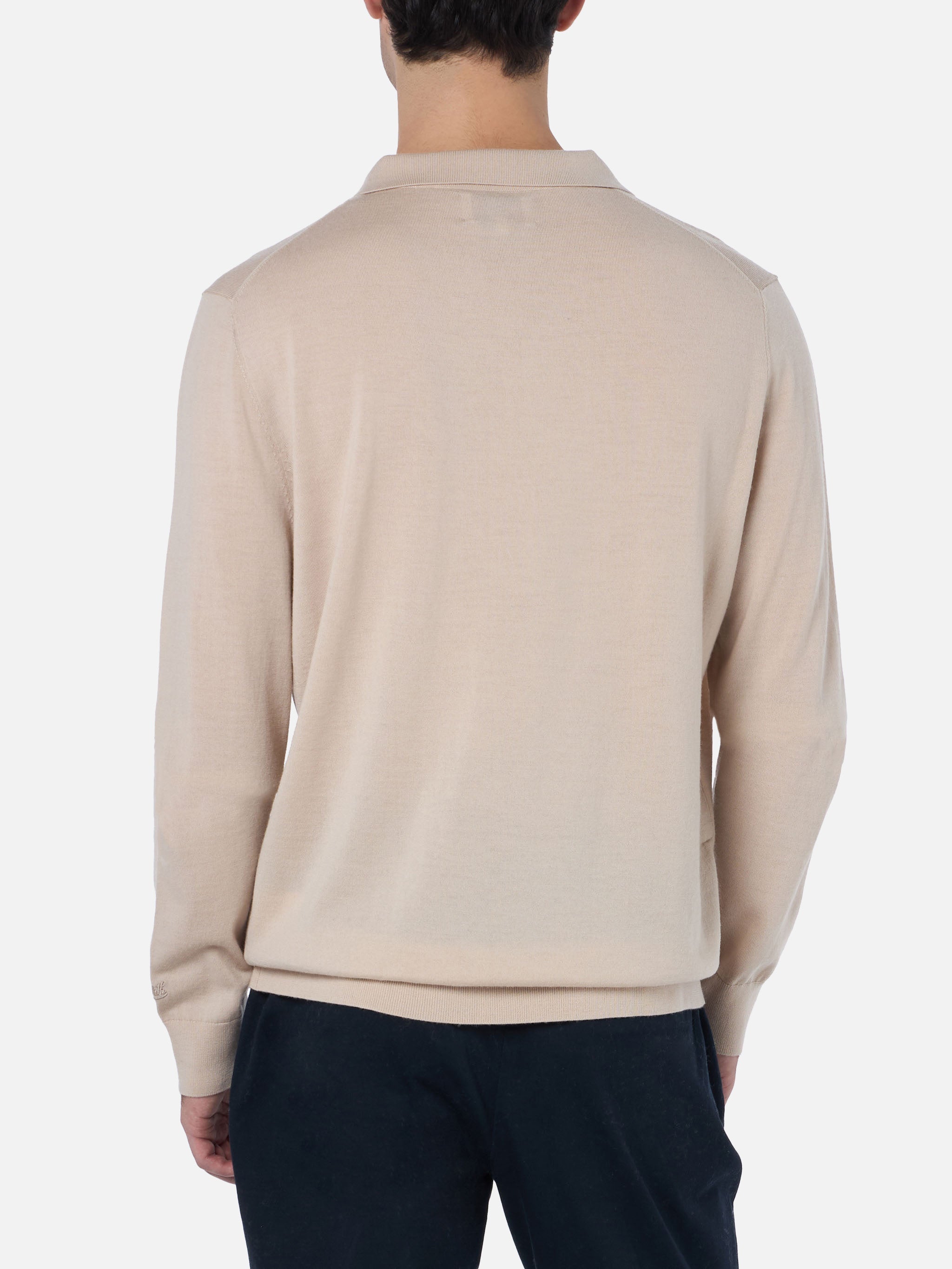 Beige Polo Covent Merino Wool Brown Knitwear