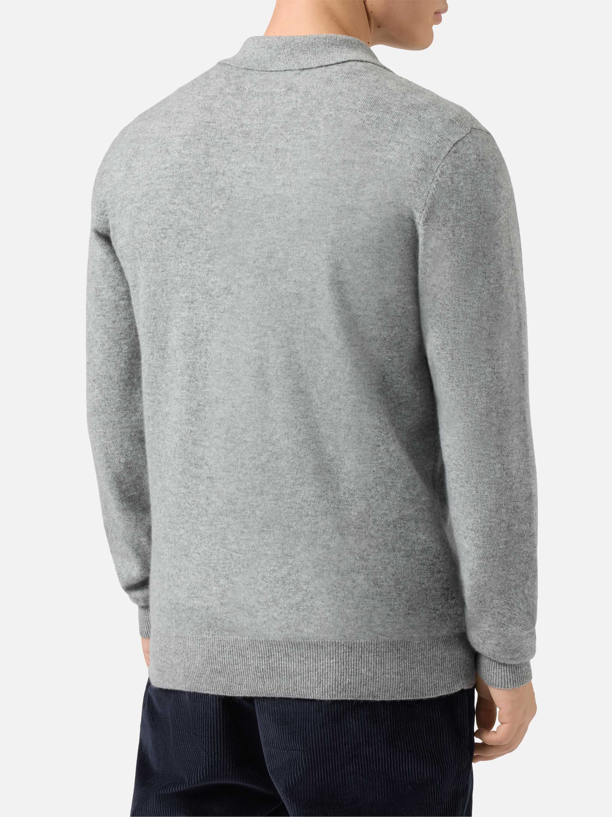 Covent Cashmere Knit Polo Melange Grey Knitwear