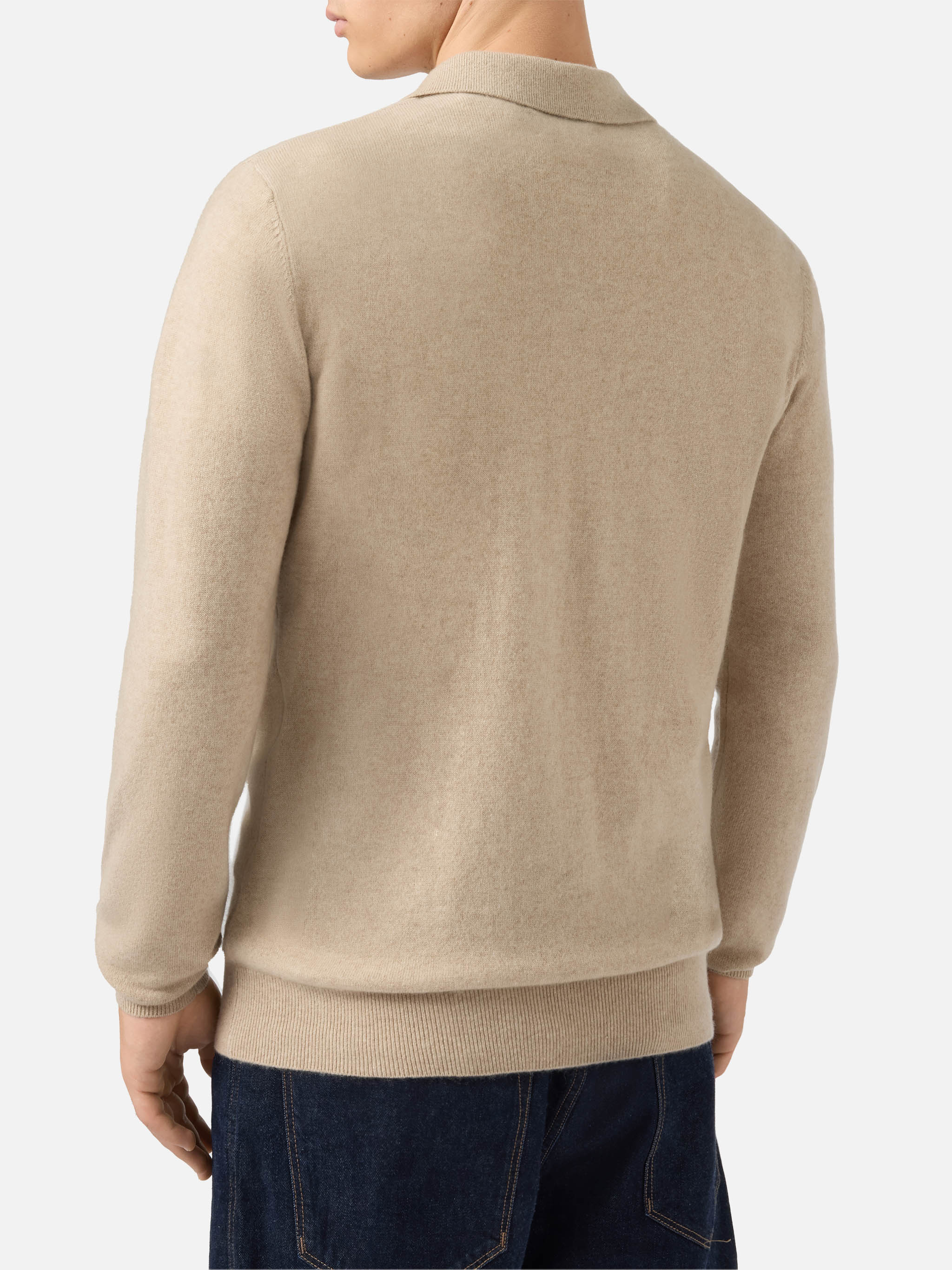 Covent Cashmere Knit Polo Beige Brown Knitwear