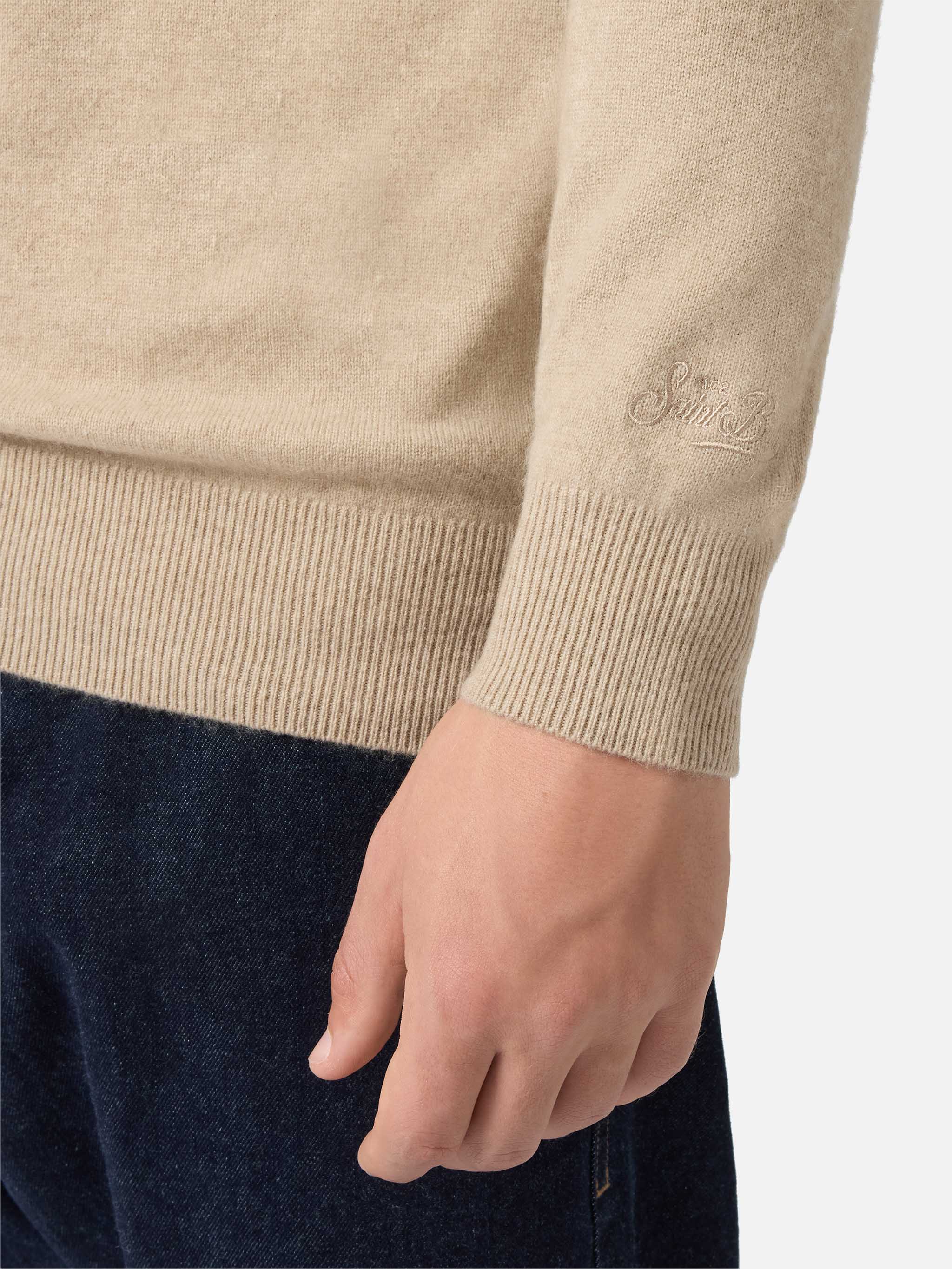 Covent Cashmere Knit Polo Beige Brown Knitwear