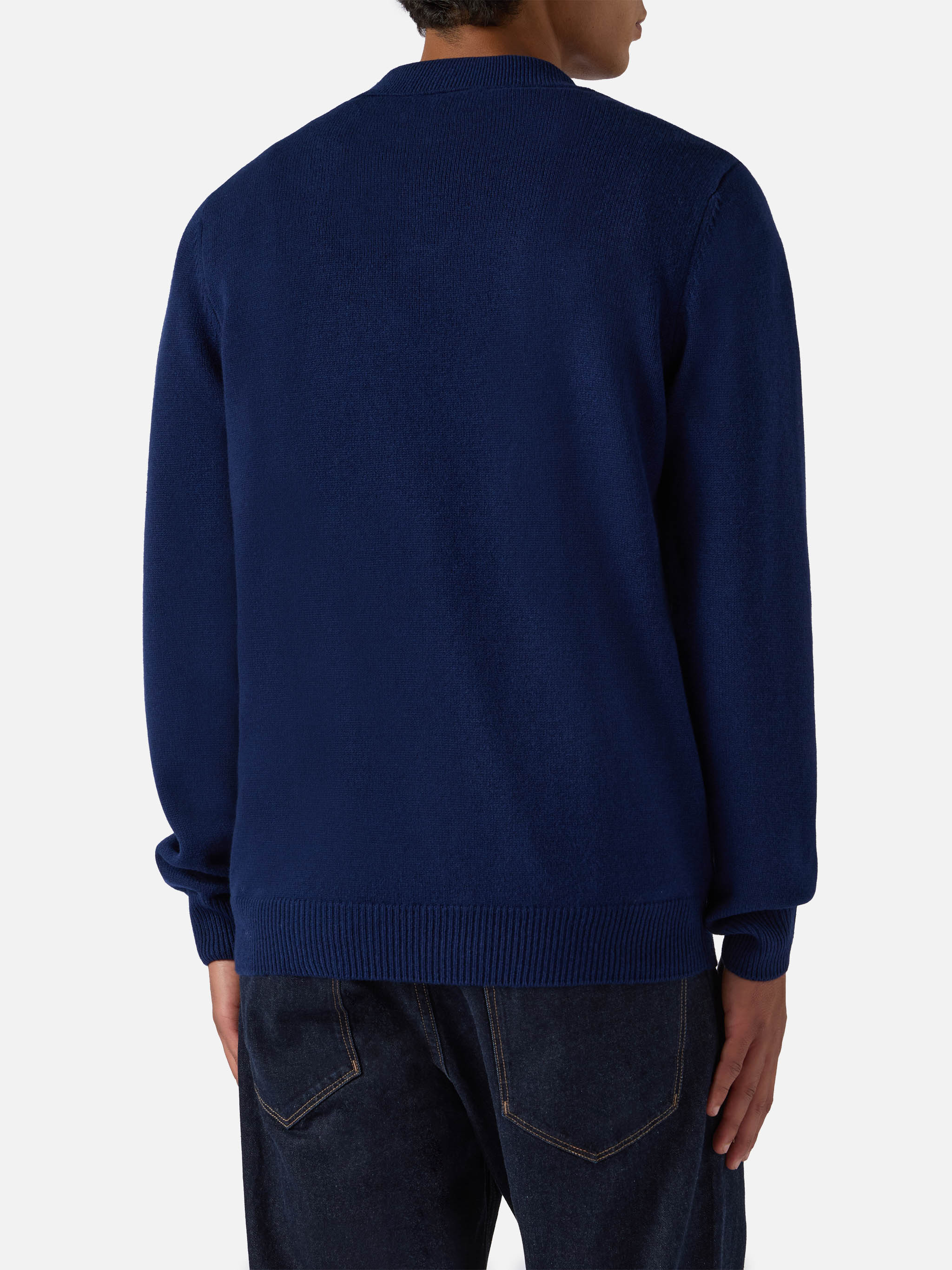 Navy Blue Pure-Wool Knit Polo Covent Knitwear