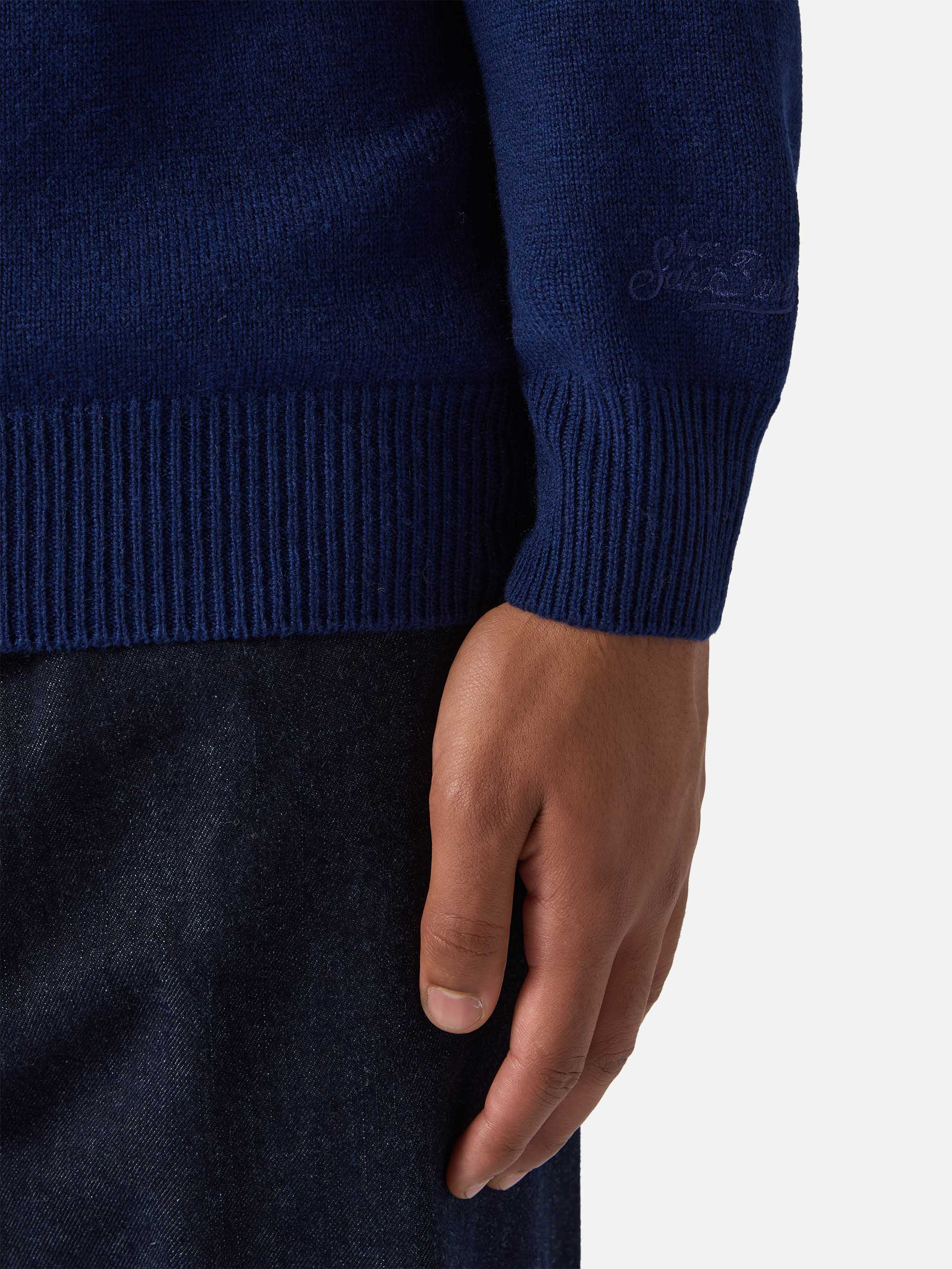 Navy Blue Pure-Wool Knit Polo Covent Knitwear