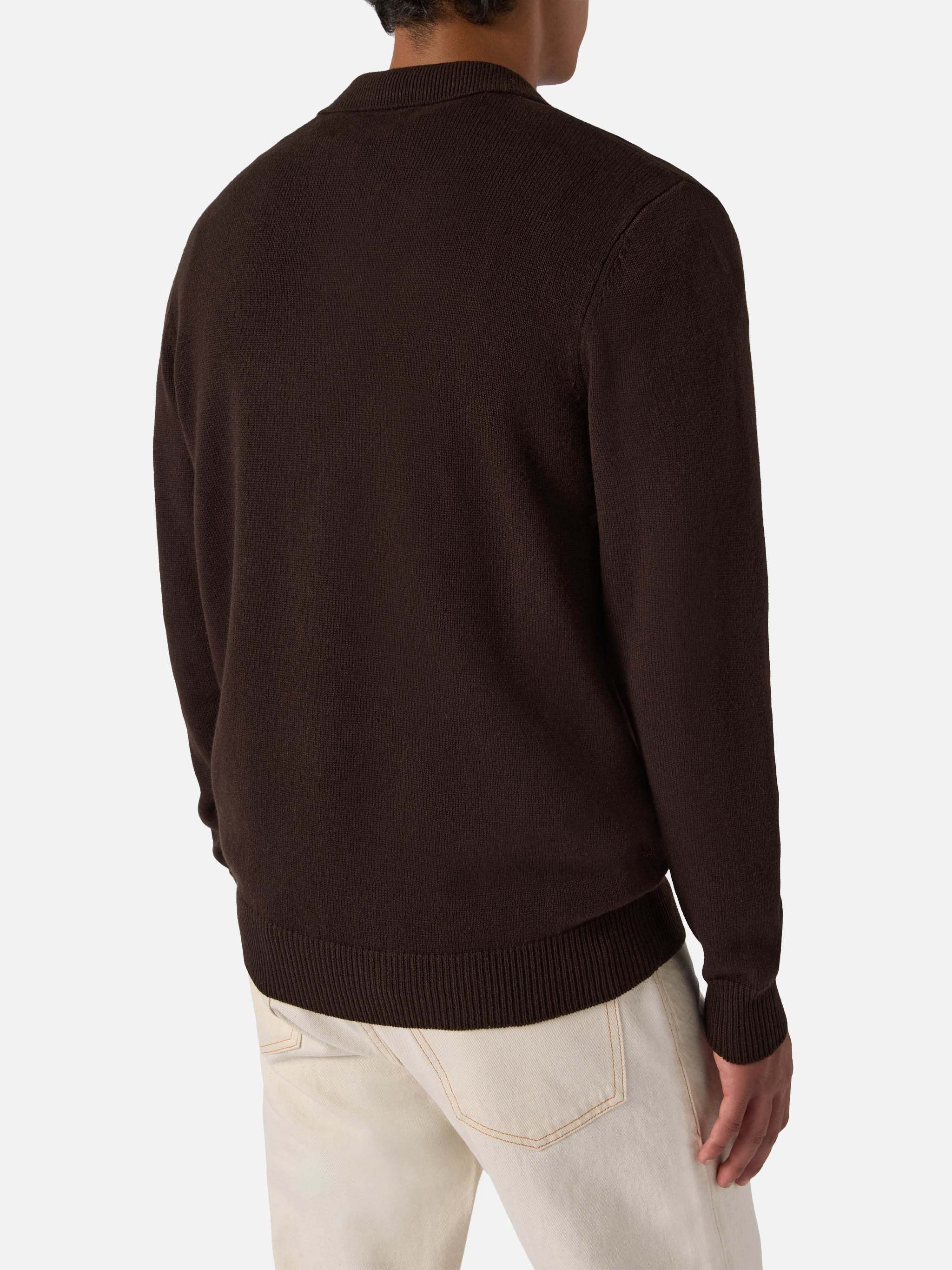 Brown Pure-Wool Knit Polo Covent Knitwear