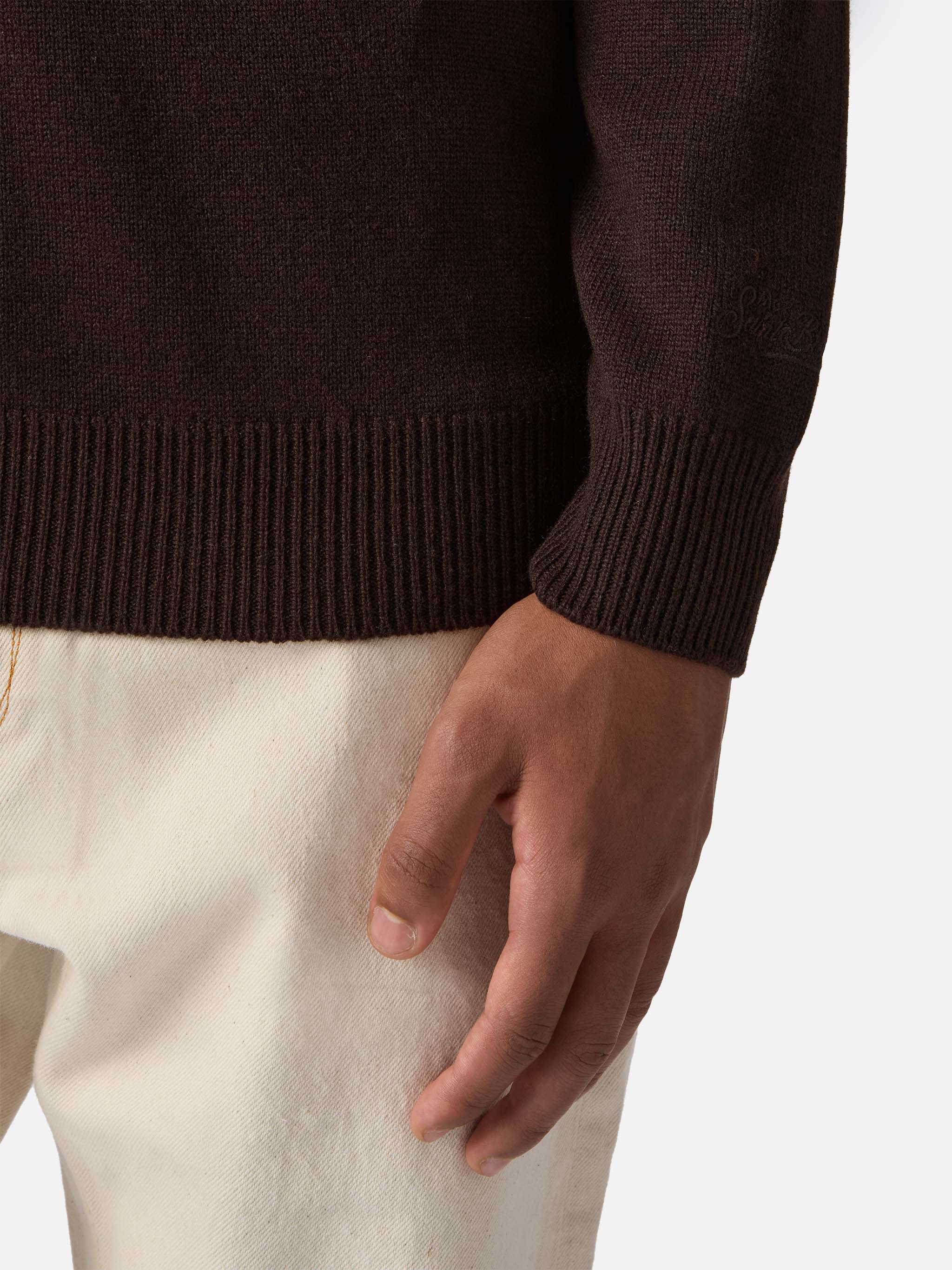 Brown Pure-Wool Knit Polo Covent Knitwear