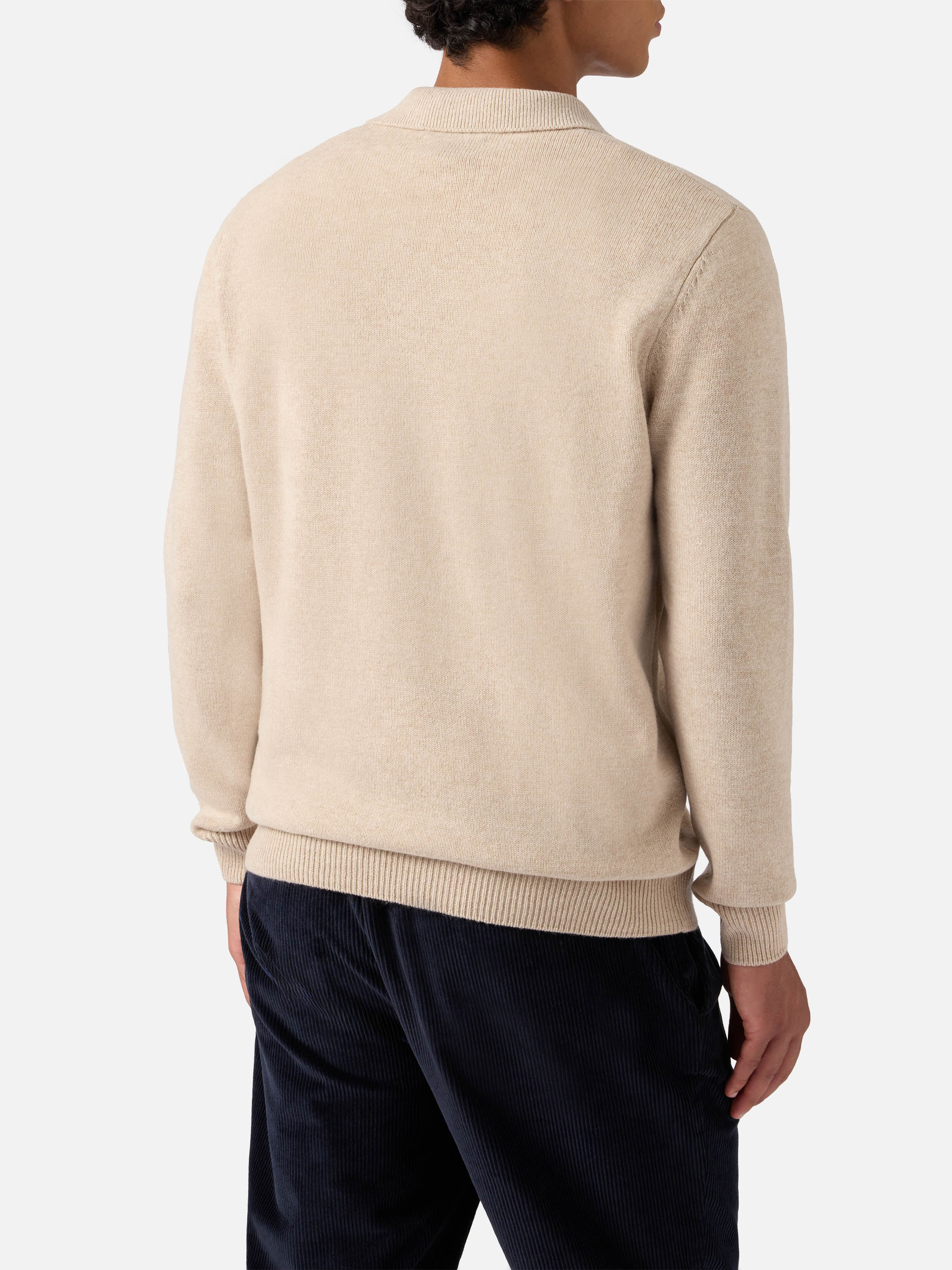 Beige Pure-Wool Knit Polo Covent Knitwear