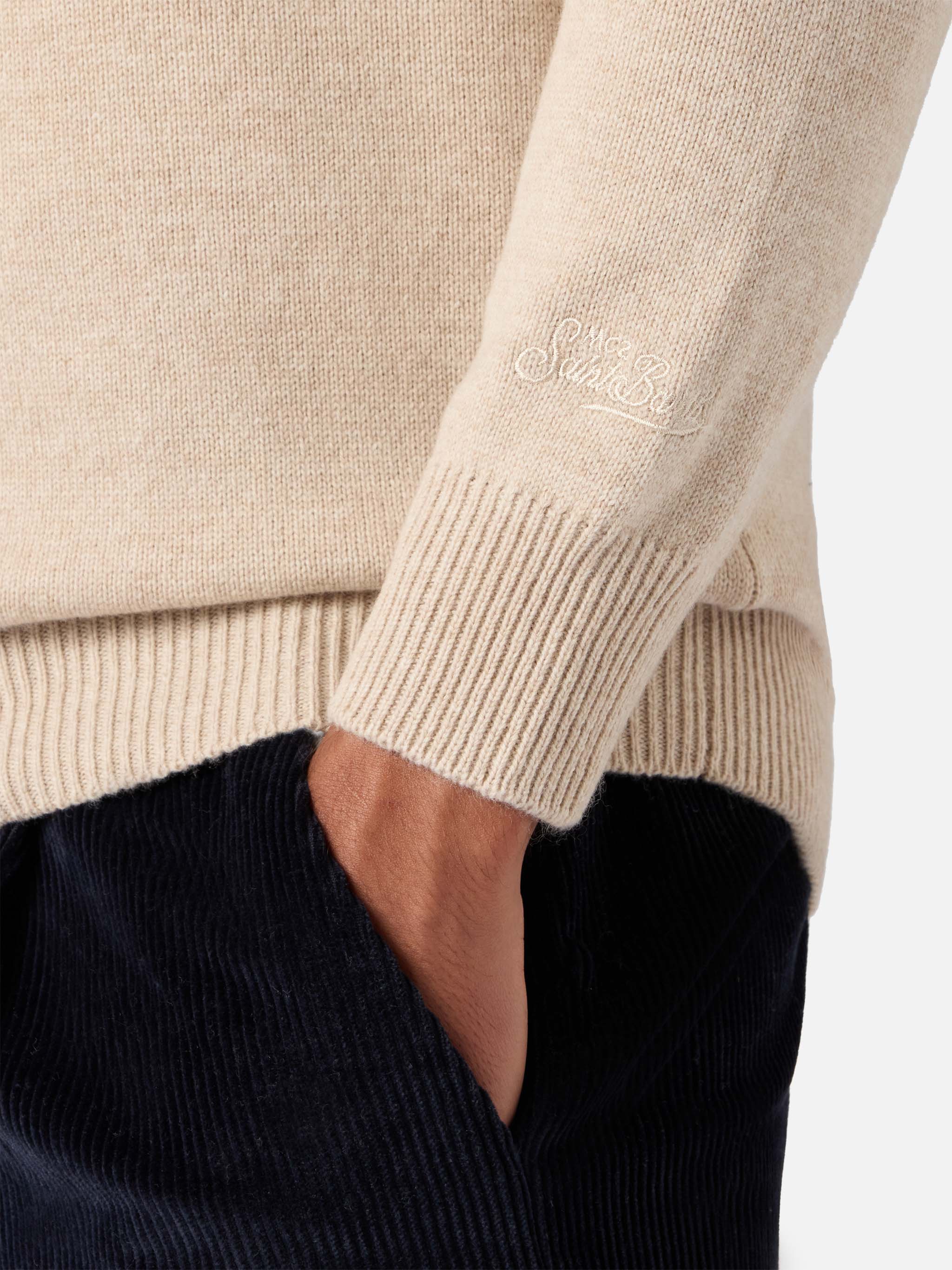 Beige Pure-Wool Knit Polo Covent Knitwear