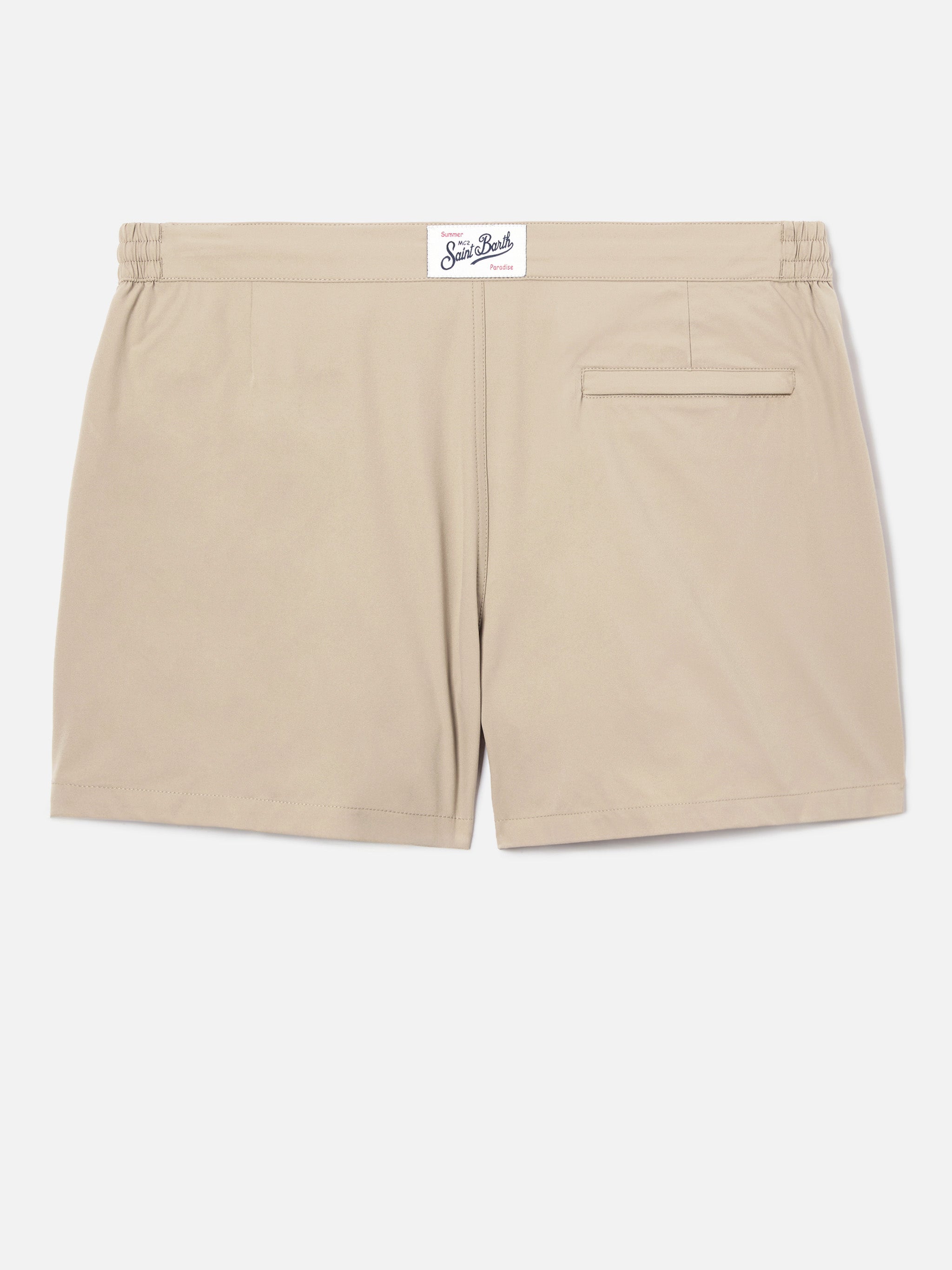 Capferrat Swim Shorts Solid Beige With Embroidered Logo Brown Swimshort