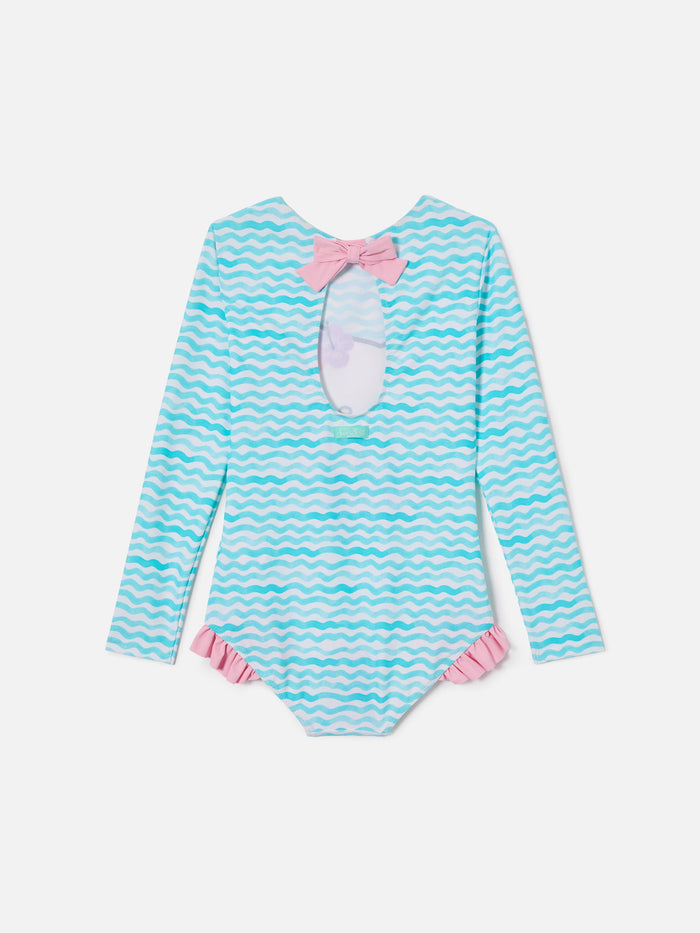 Cressy Long-Sleeve One-Piece Swimsuit With Hello Kitty Print | Special Edition Green Wetsuit