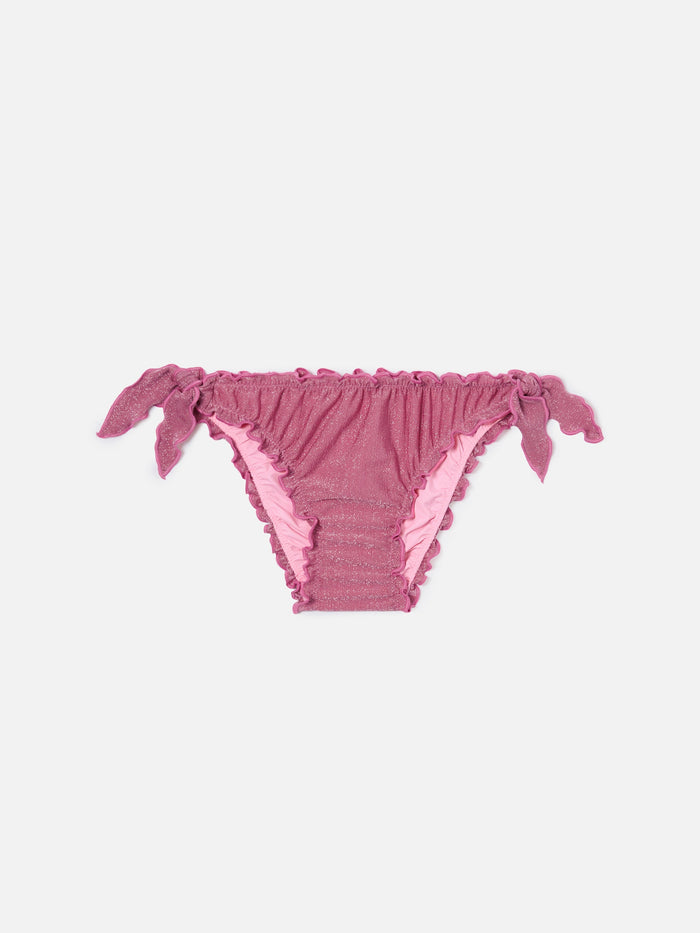Cric Dark Pink Stretch Lurex Swim Briefs Bottom