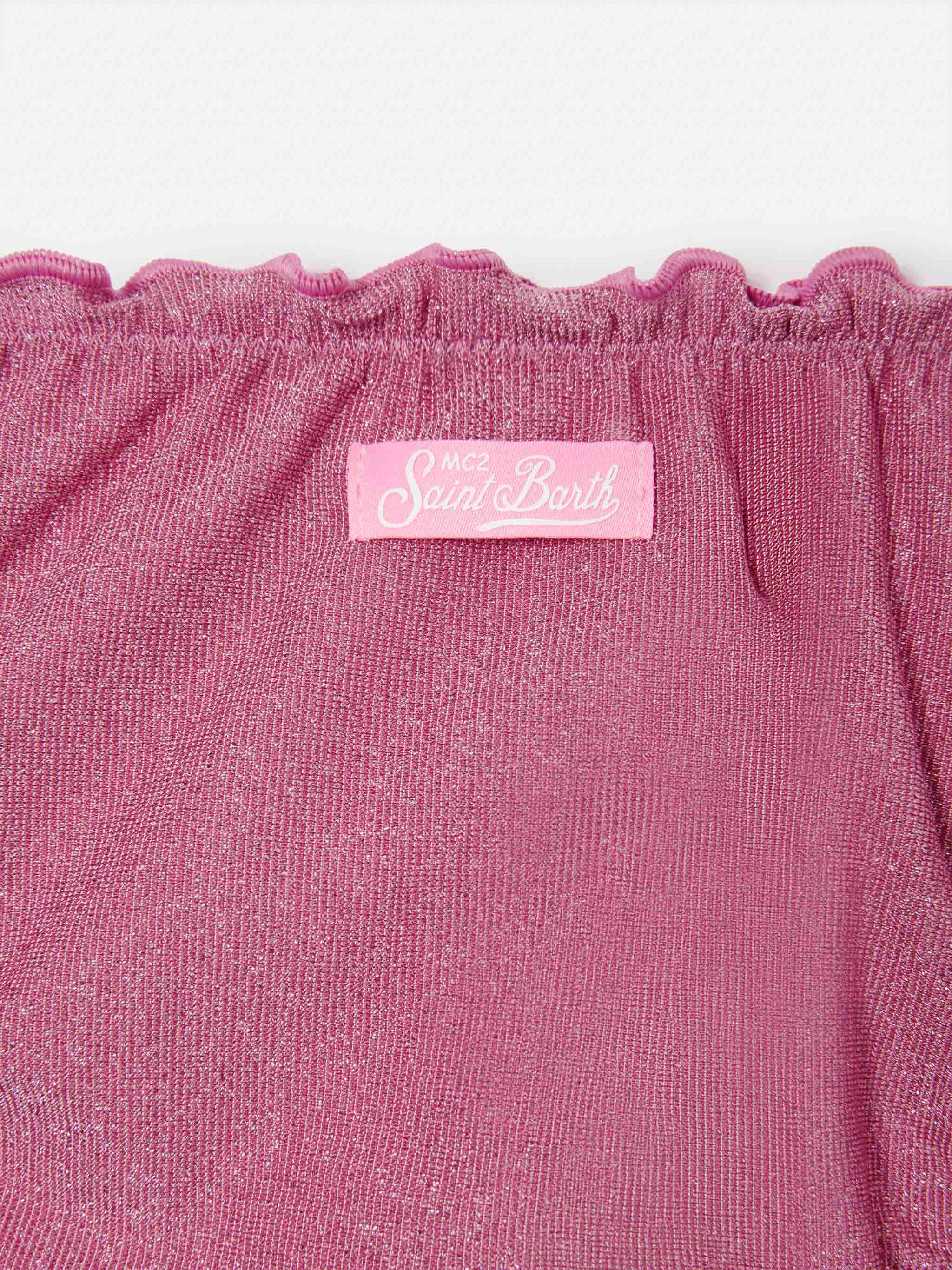Cric Dark Pink Stretch Lurex Swim Briefs Bottom