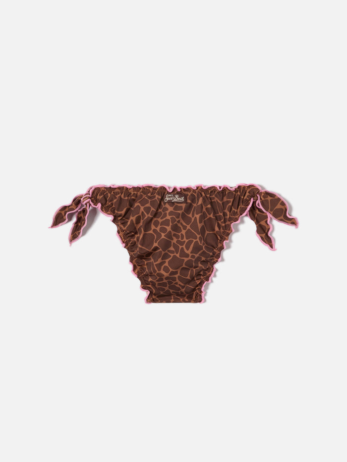 Cric Brown Animal Print Swim Briefs With Contrasting Edges Bottom