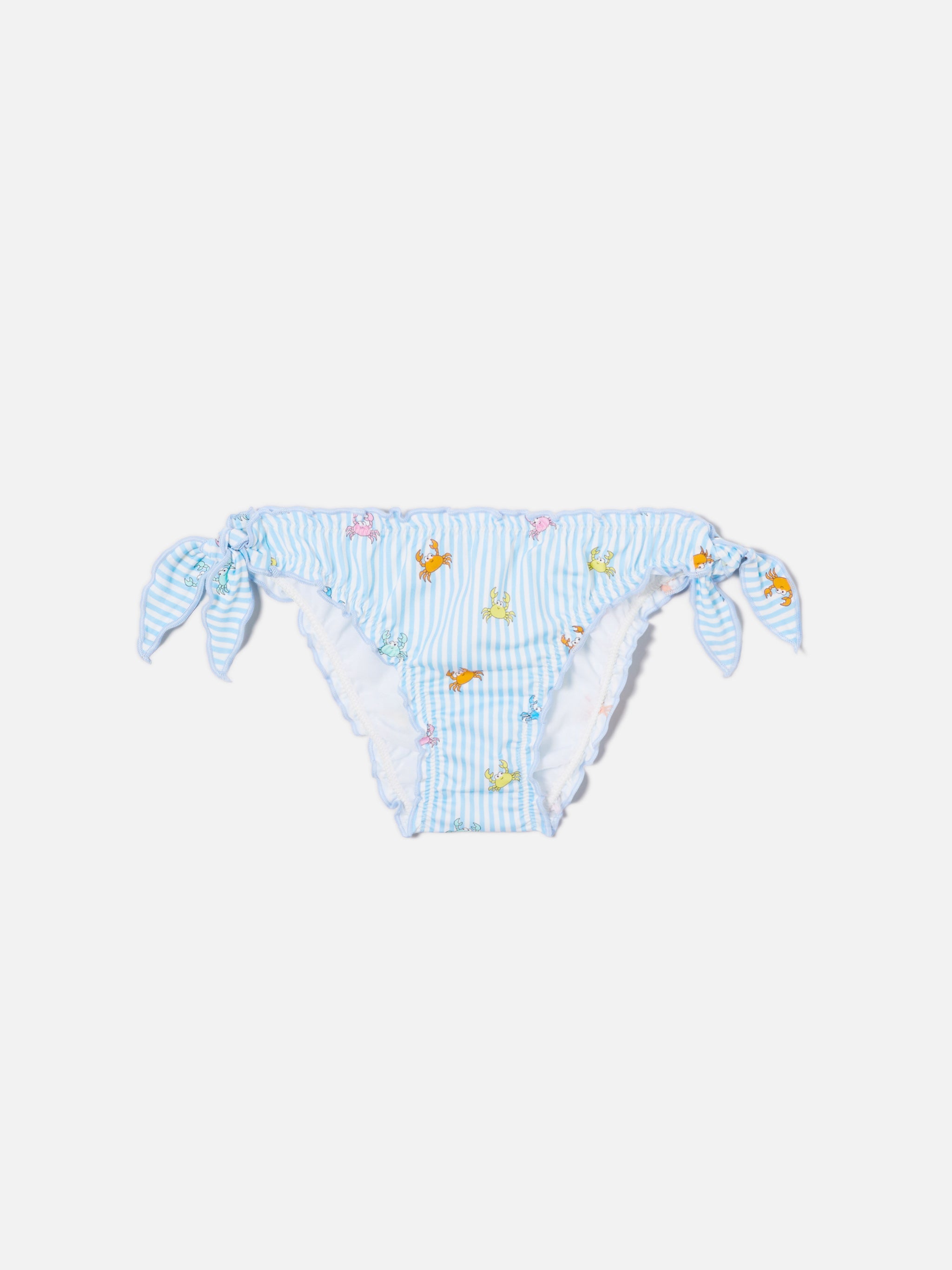 Cric Light Blue Striped Swim Briefs With Crab Print Sky Bottom