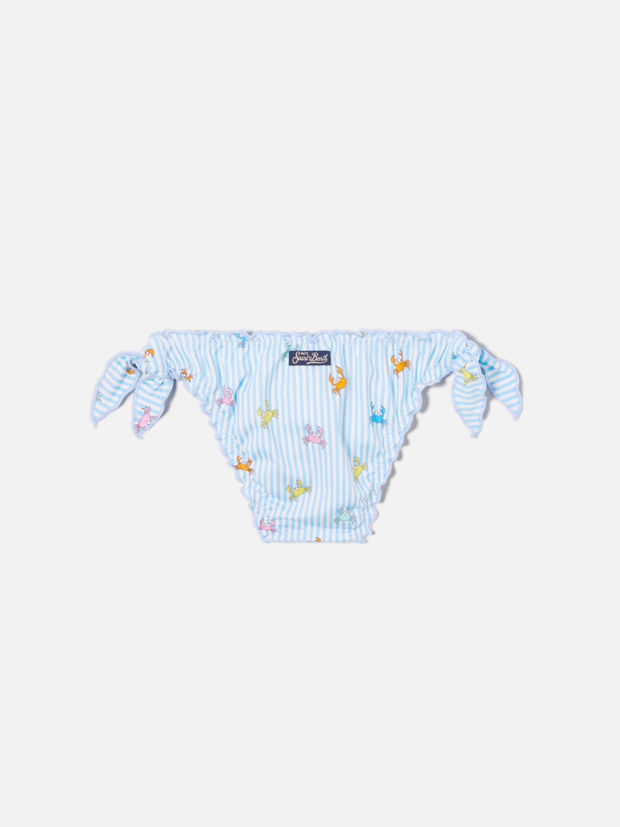 Cric Light Blue Striped Swim Briefs With Crab Print Sky Bottom