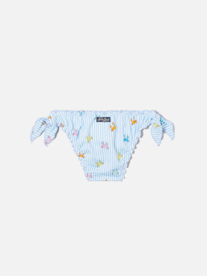 Cric Light Blue Striped Swim Briefs With Crab Print Sky Bottom