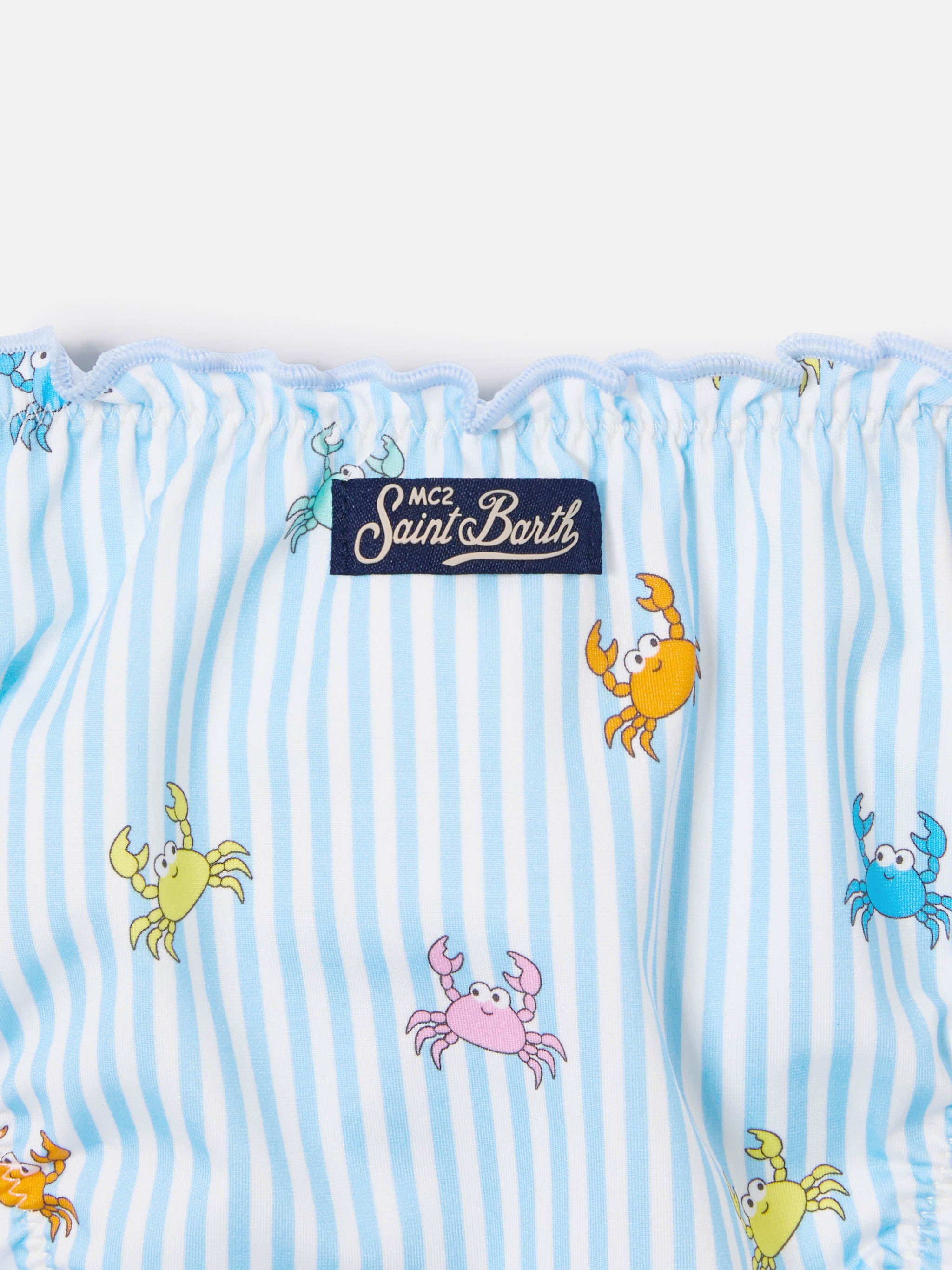 Cric Light Blue Striped Swim Briefs With Crab Print Sky Bottom