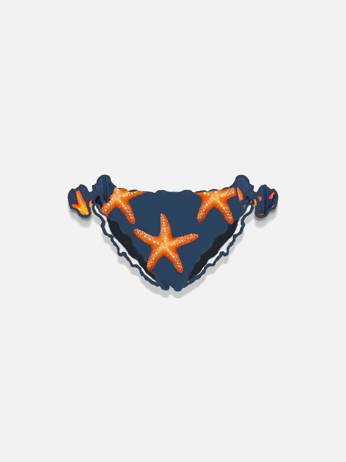 Girl Swim Briefs With Starfish Print Blue Bottom