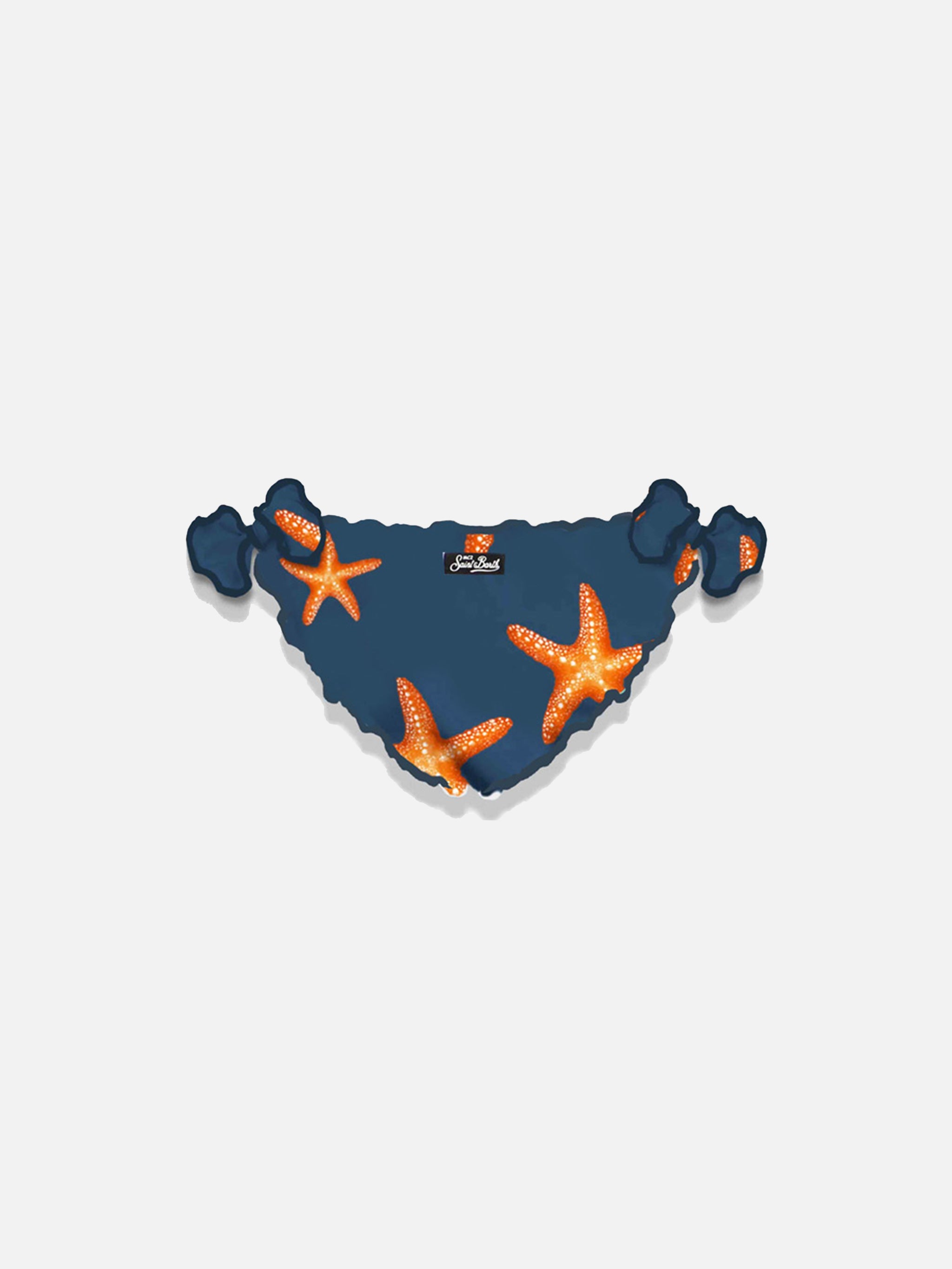 Girl Swim Briefs With Starfish Print Blue Bottom