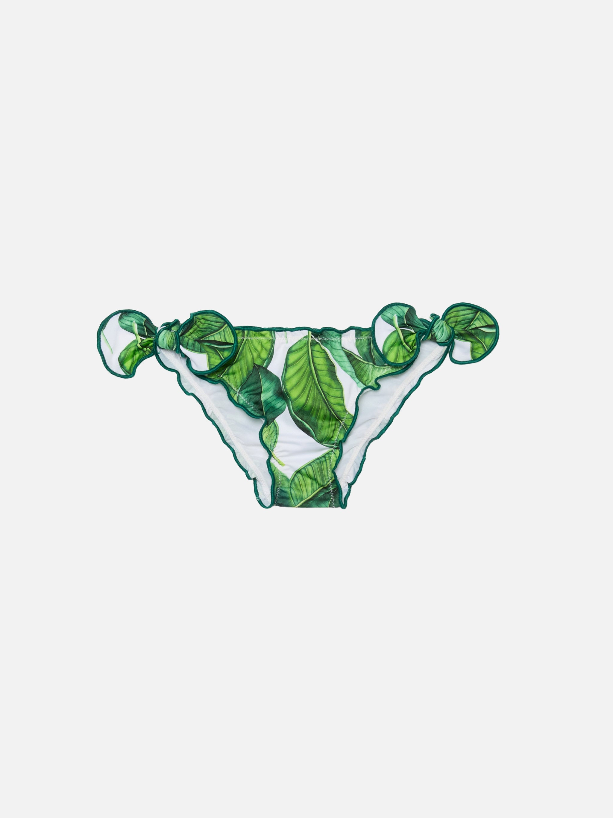 Cric Classic Swim Briefs With Banana Leaves Print Green Bottom
