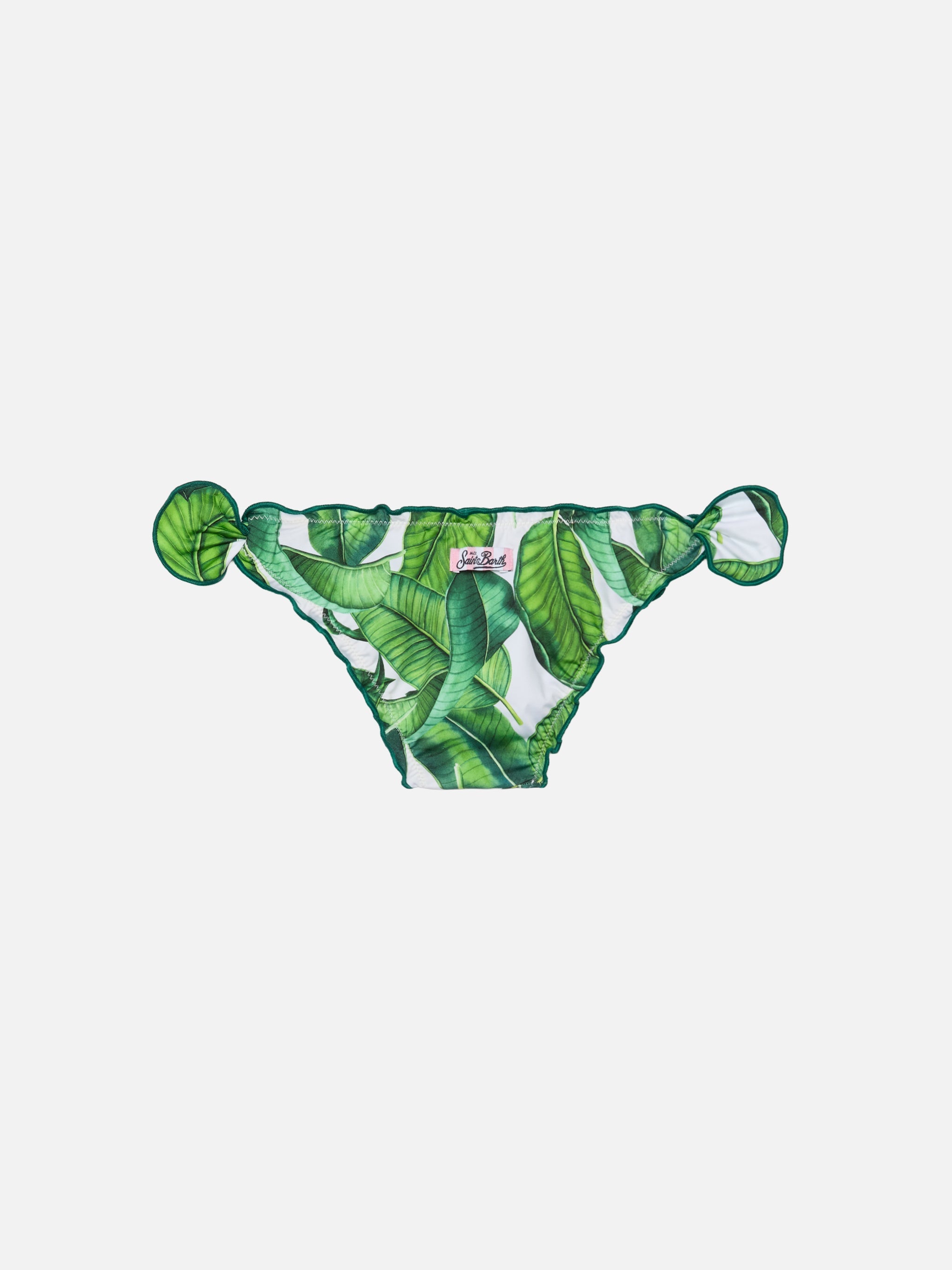 Cric Classic Swim Briefs With Banana Leaves Print Green Bottom