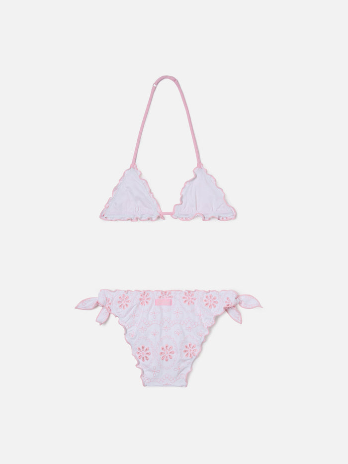 Cris Sangallo Bikini In White With Pink Embroidery __single__