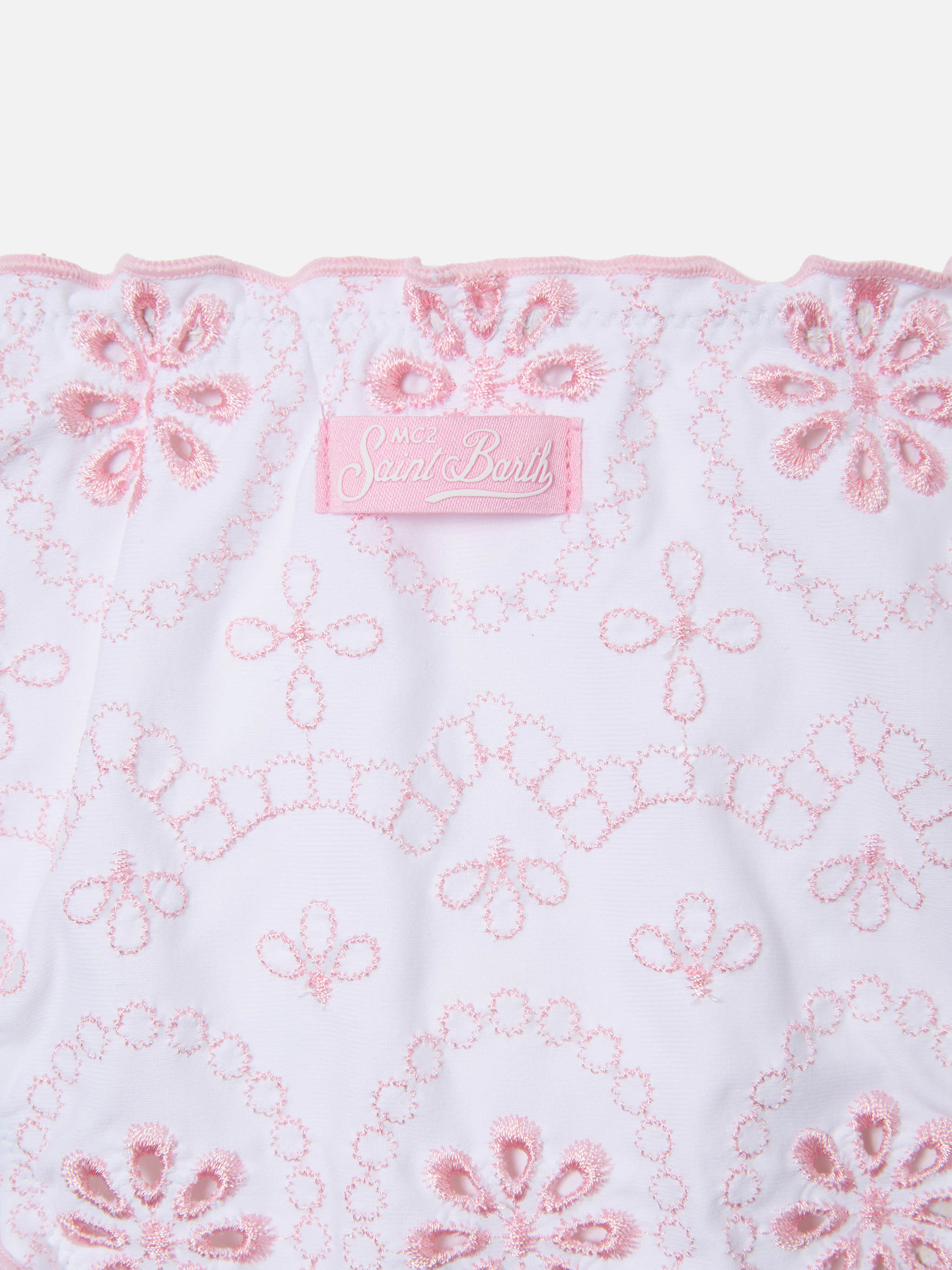 Cris Sangallo Bikini White With Pink Embroidery