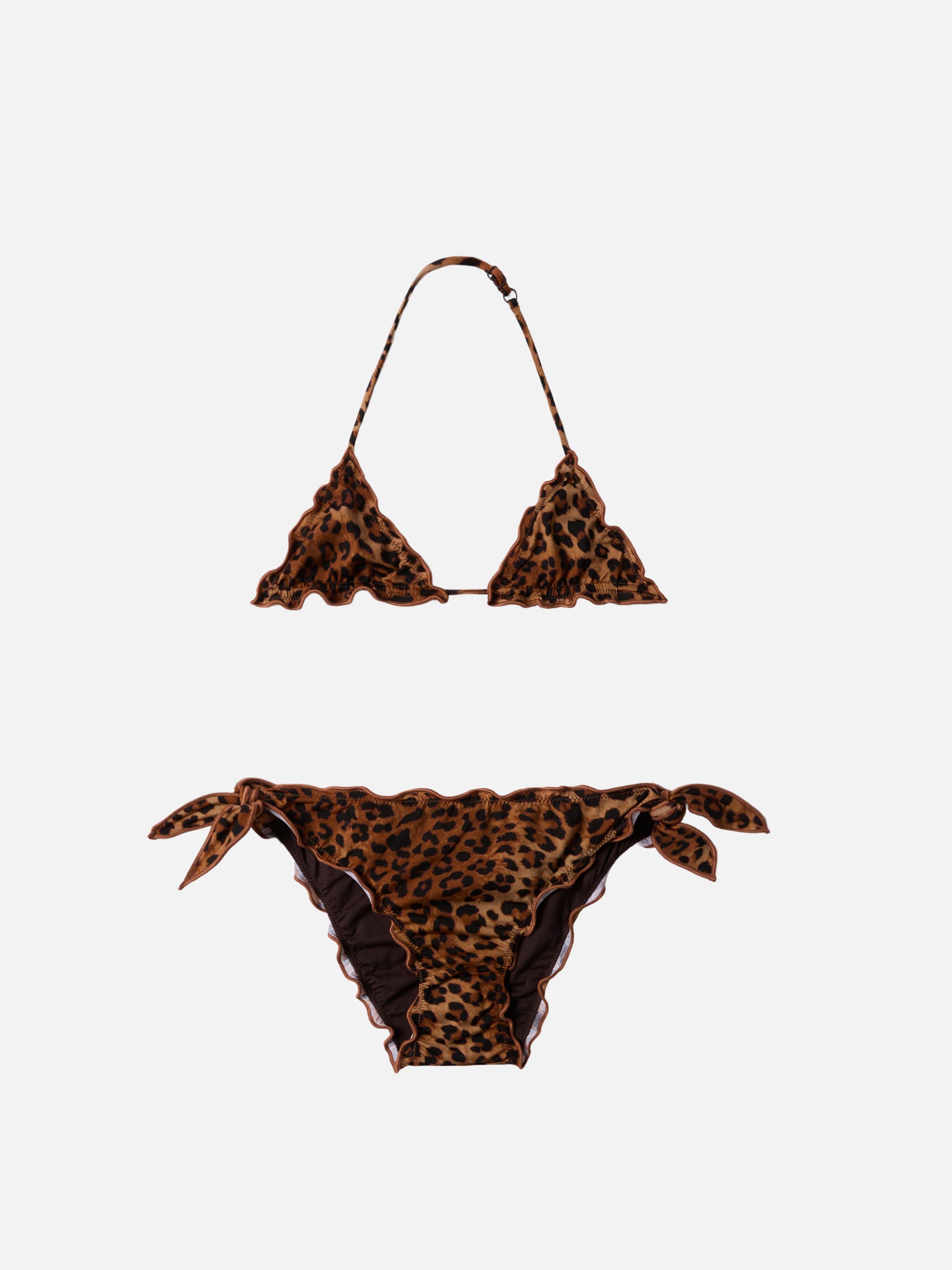 Cris Stretch Bikini With Leopard Print Brown