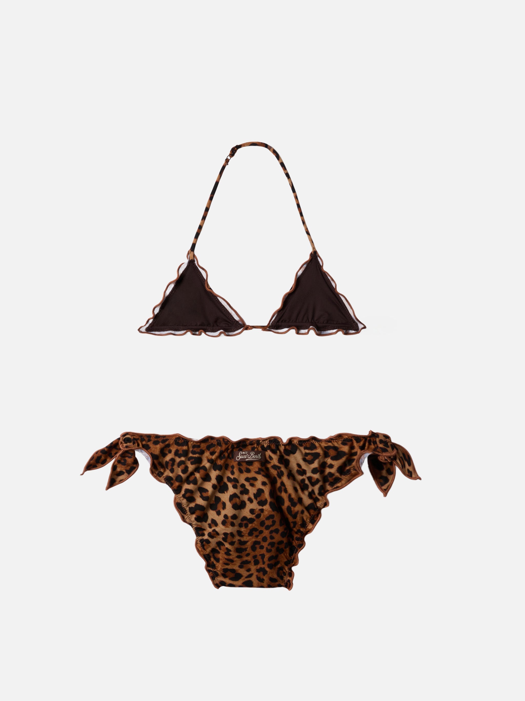 Cris Stretch Bikini With Leopard Print Brown