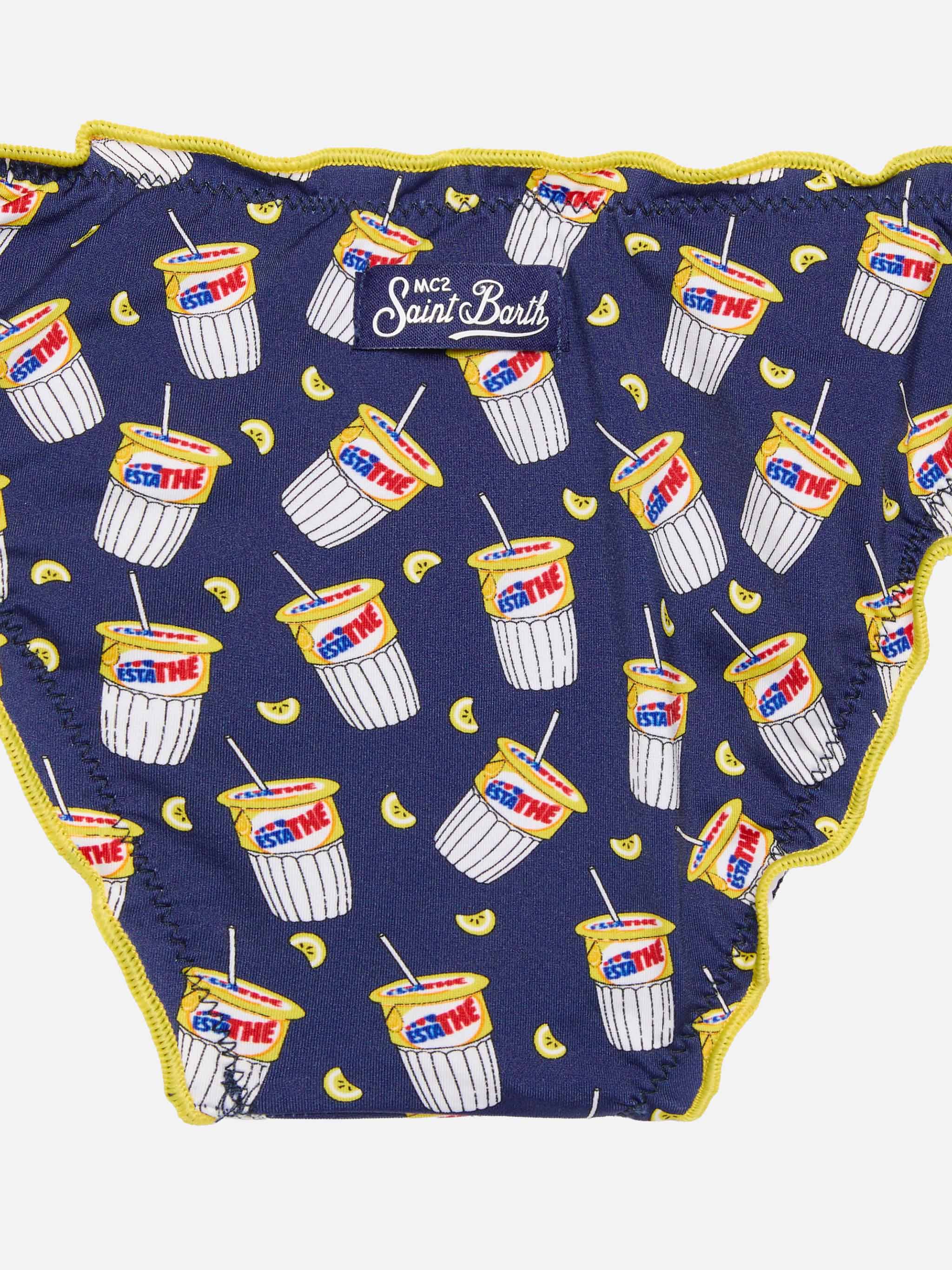Girl Triangle Bikini With Estathé Print | Estathé® Special Edition Blue