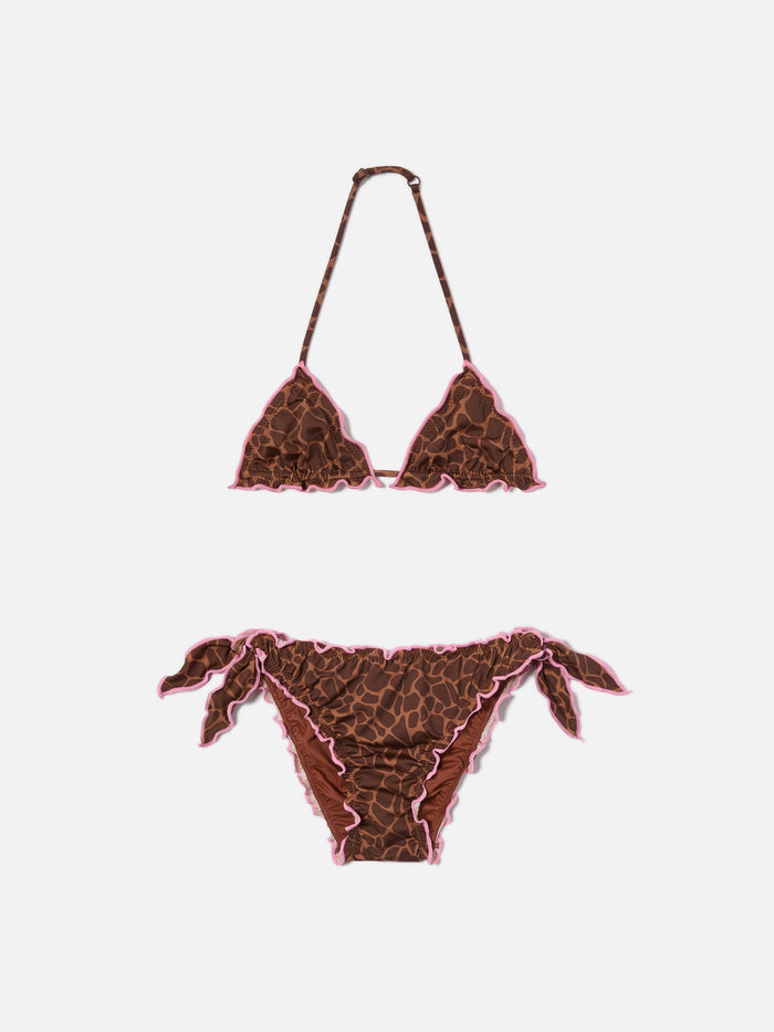 Cris Stretch Bikini With Animal Print Brown