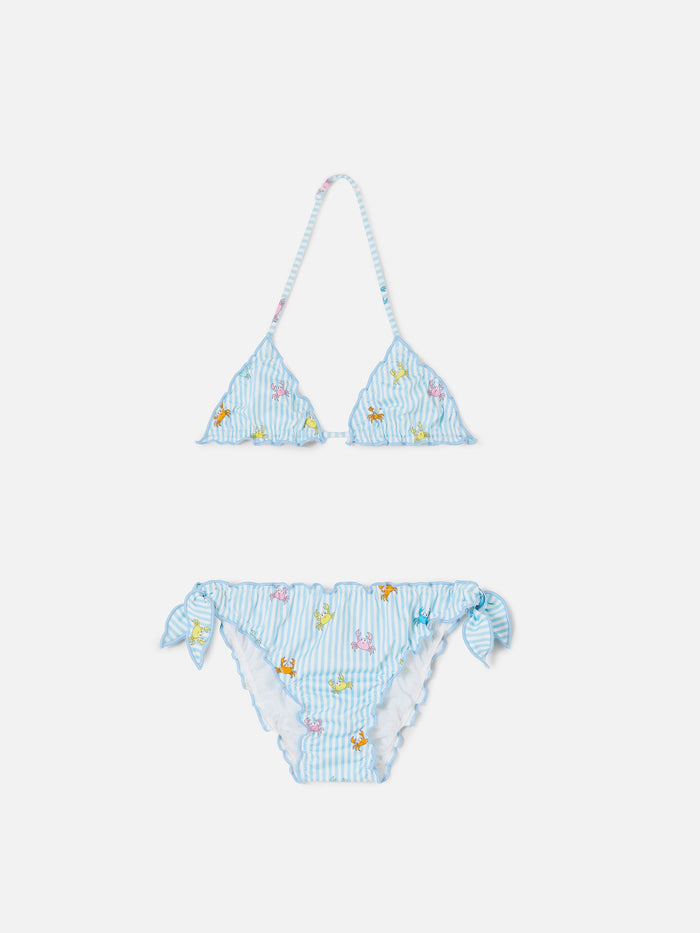 Cris Stretch Bikini With Striped And Crab Print Sky