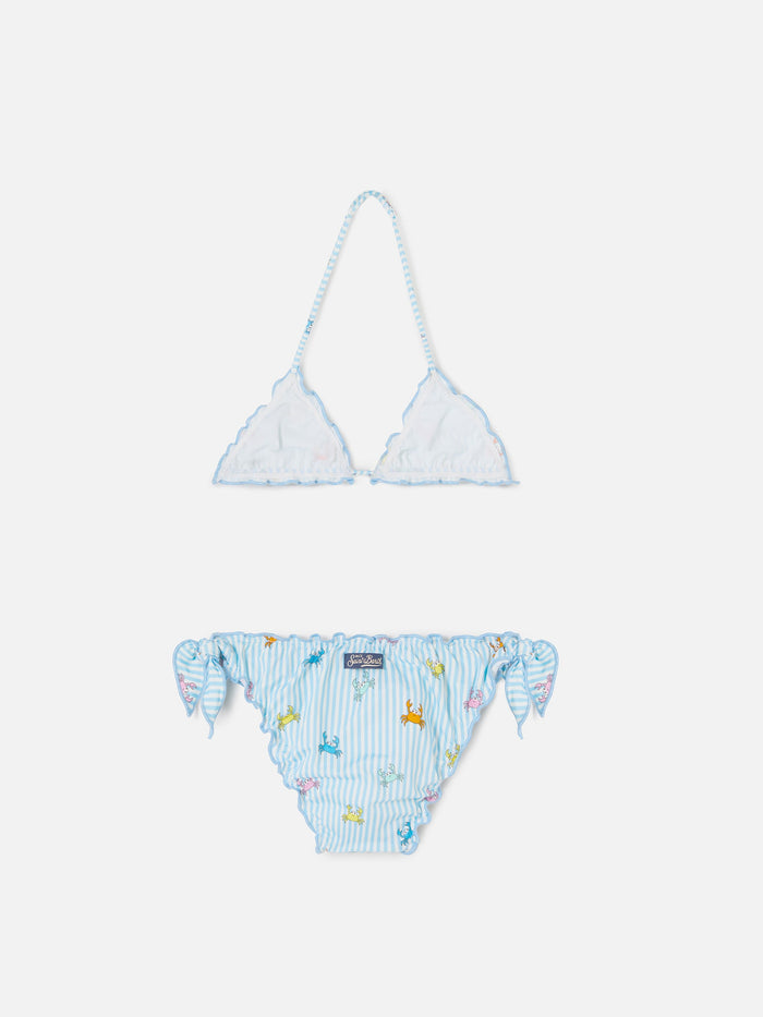 Cris Stretch Bikini With Striped And Crab Print Sky