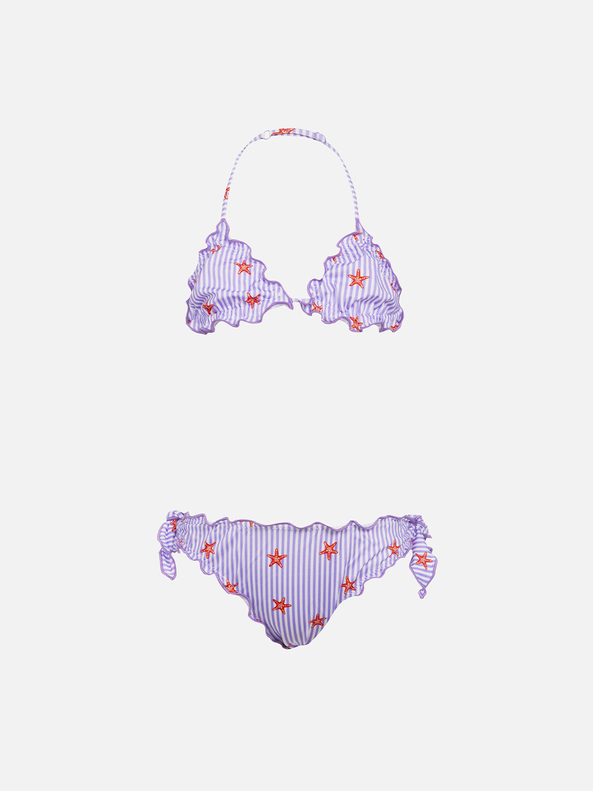 Girl Classic Triangle Bikini Cris With Seastars Print Pink