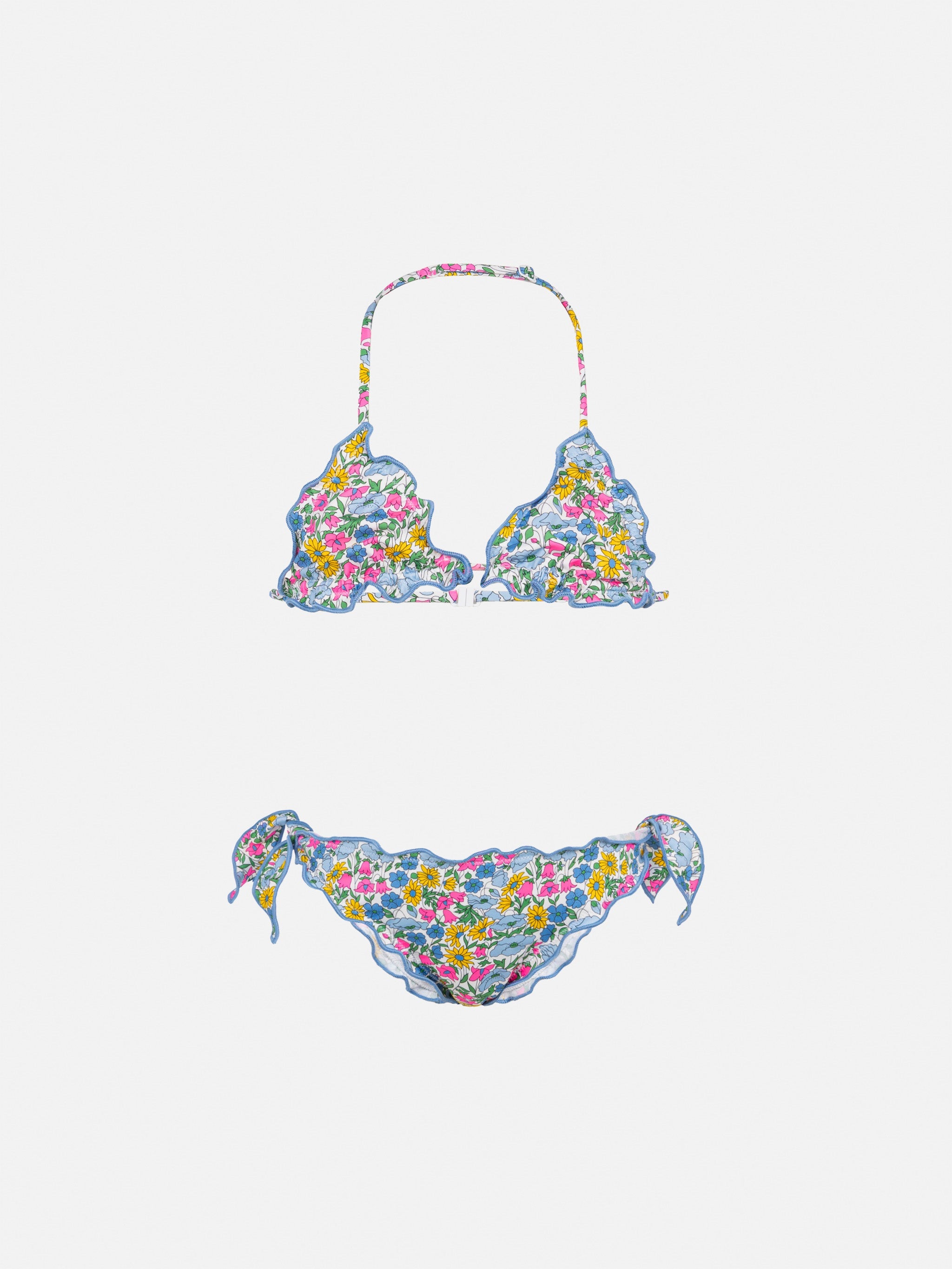 Cris Classic Triangle Bikini With Poppy And Daisy Print | Made Liberty Fabric Pink