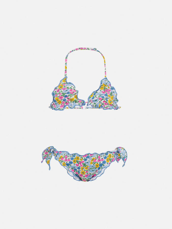 Cris Classic Triangle Bikini With Poppy And Daisy Print | Made Liberty Fabric Pink