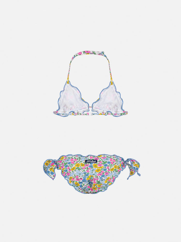 Cris Classic Triangle Bikini With Poppy And Daisy Print | Made Liberty Fabric Pink