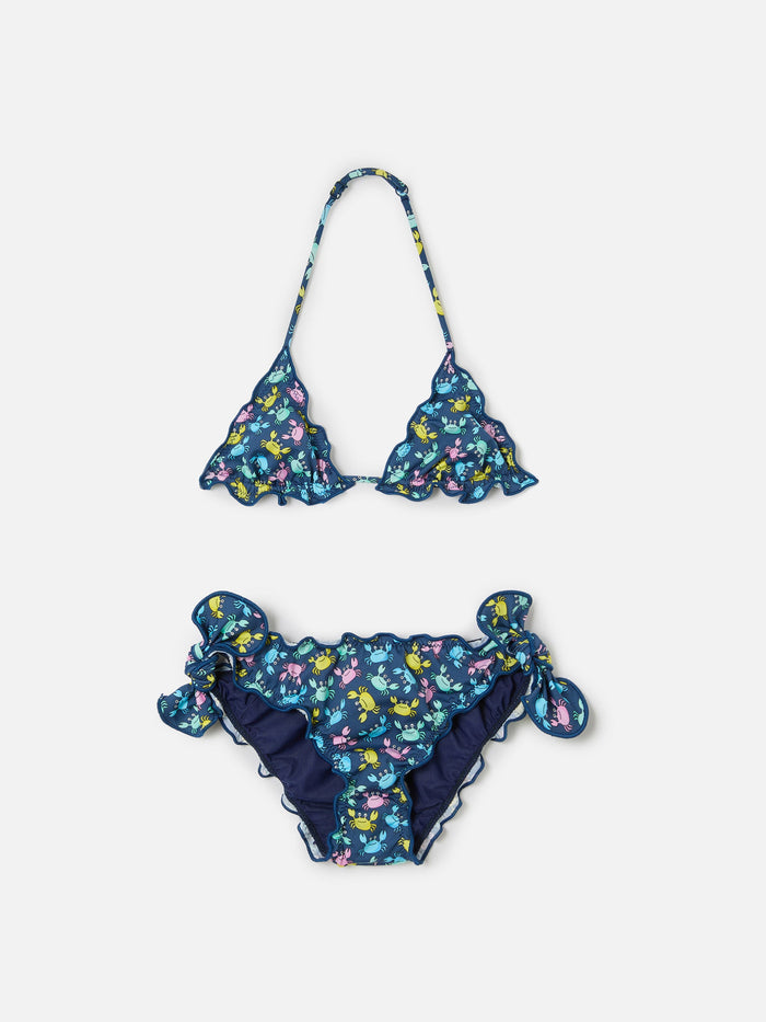 Cris Classic Triangle Bikini With Crab Print Blue