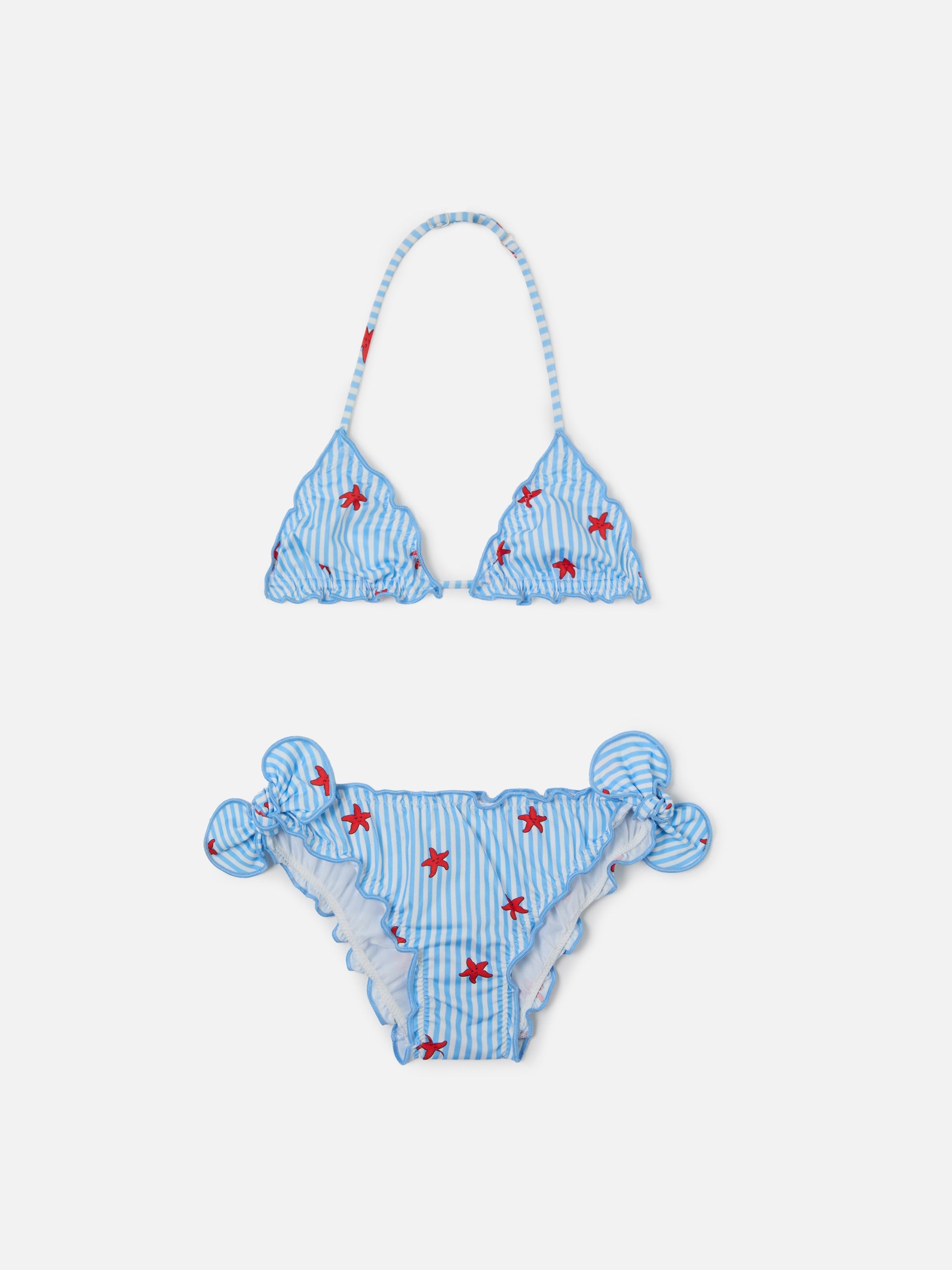 Cris Classic Triangle Bikini With Starfish And Striped Print Blue