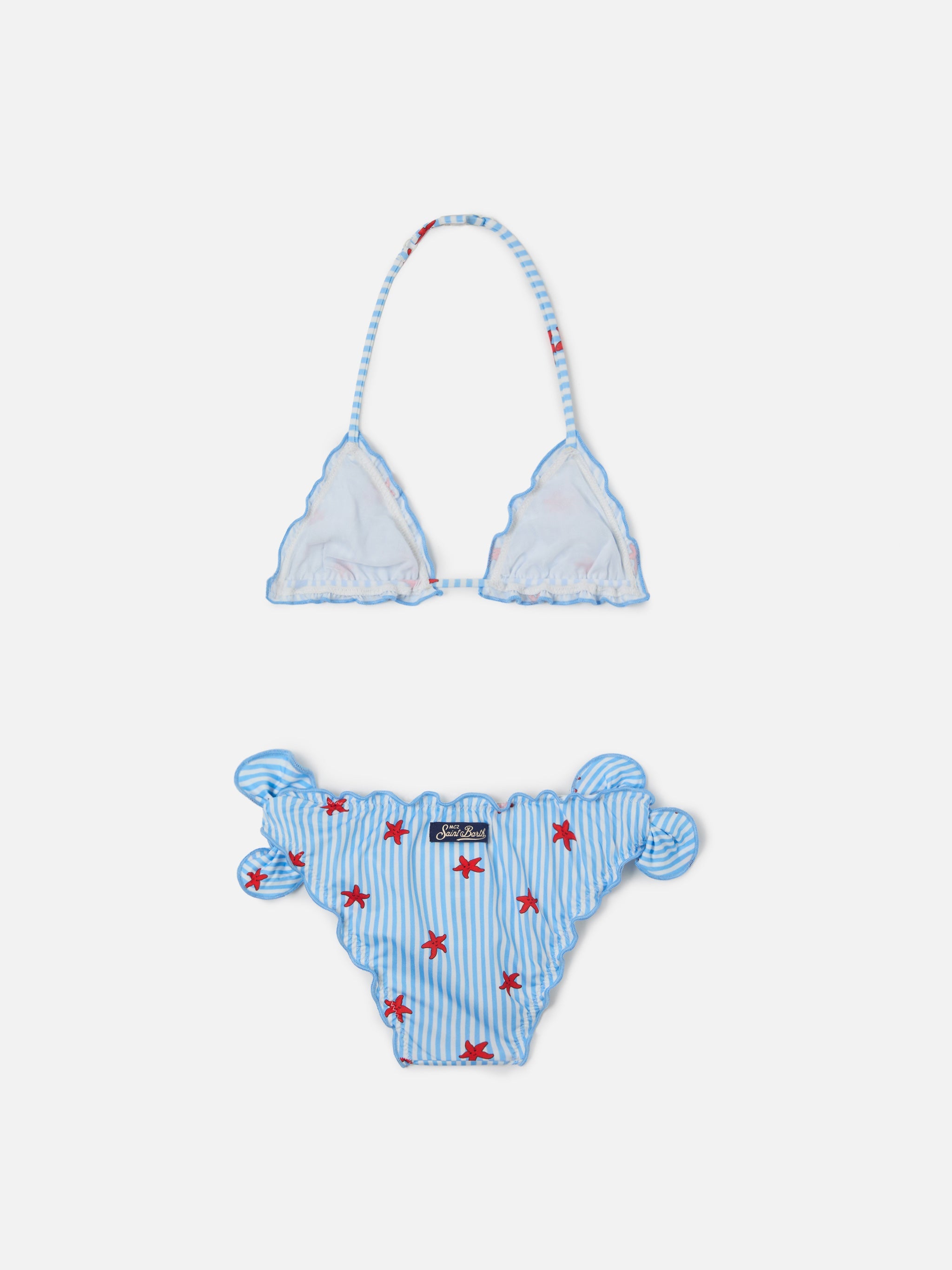 Cris Classic Triangle Bikini With Starfish And Striped Print Blue