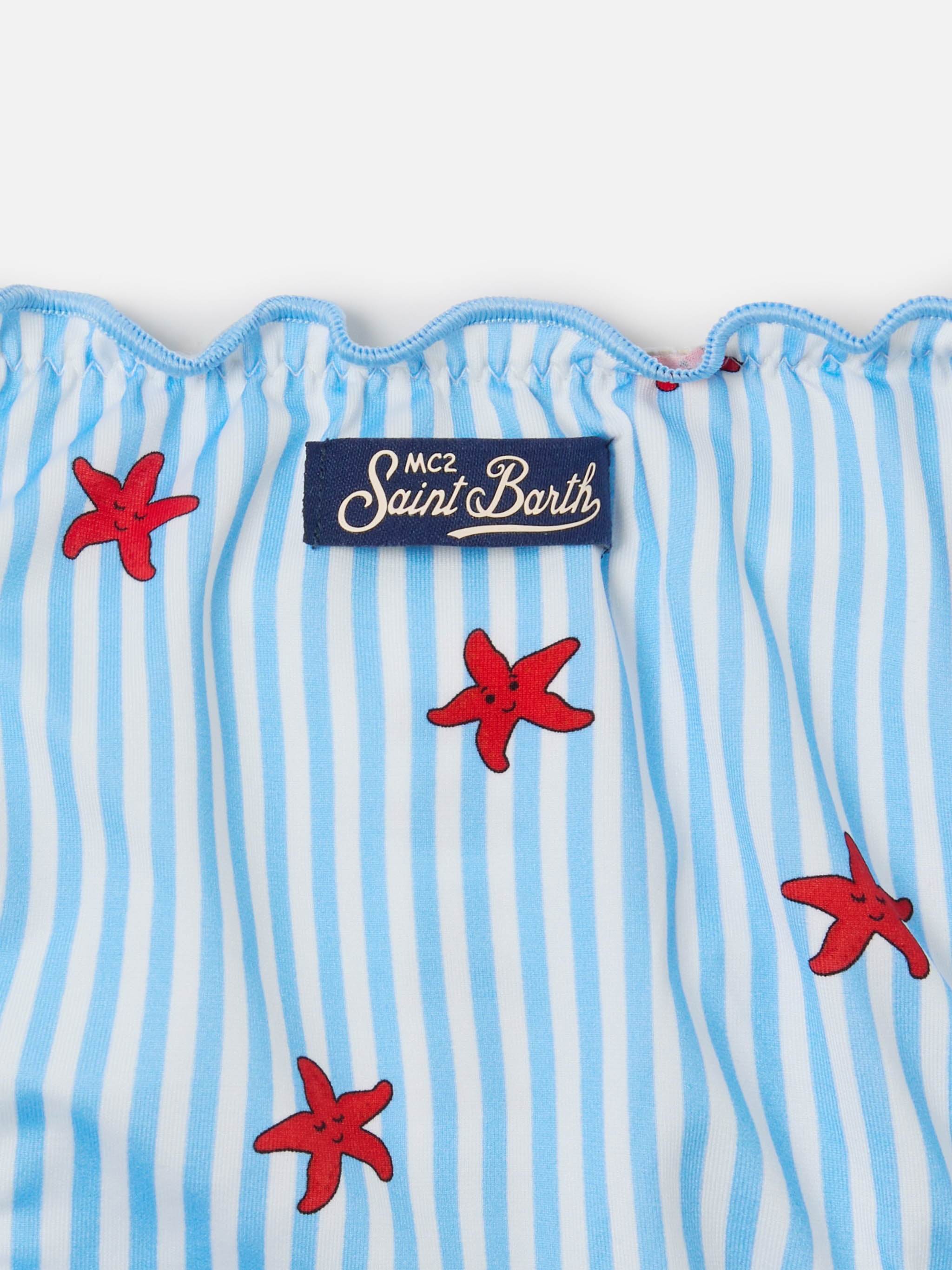 Cris Classic Triangle Bikini With Starfish And Striped Print Blue