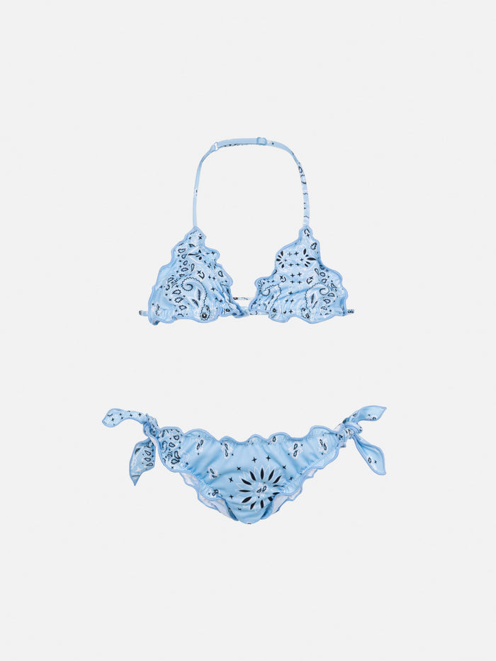 Cris Classic Triangle Bikini With Bandanna Print Sky