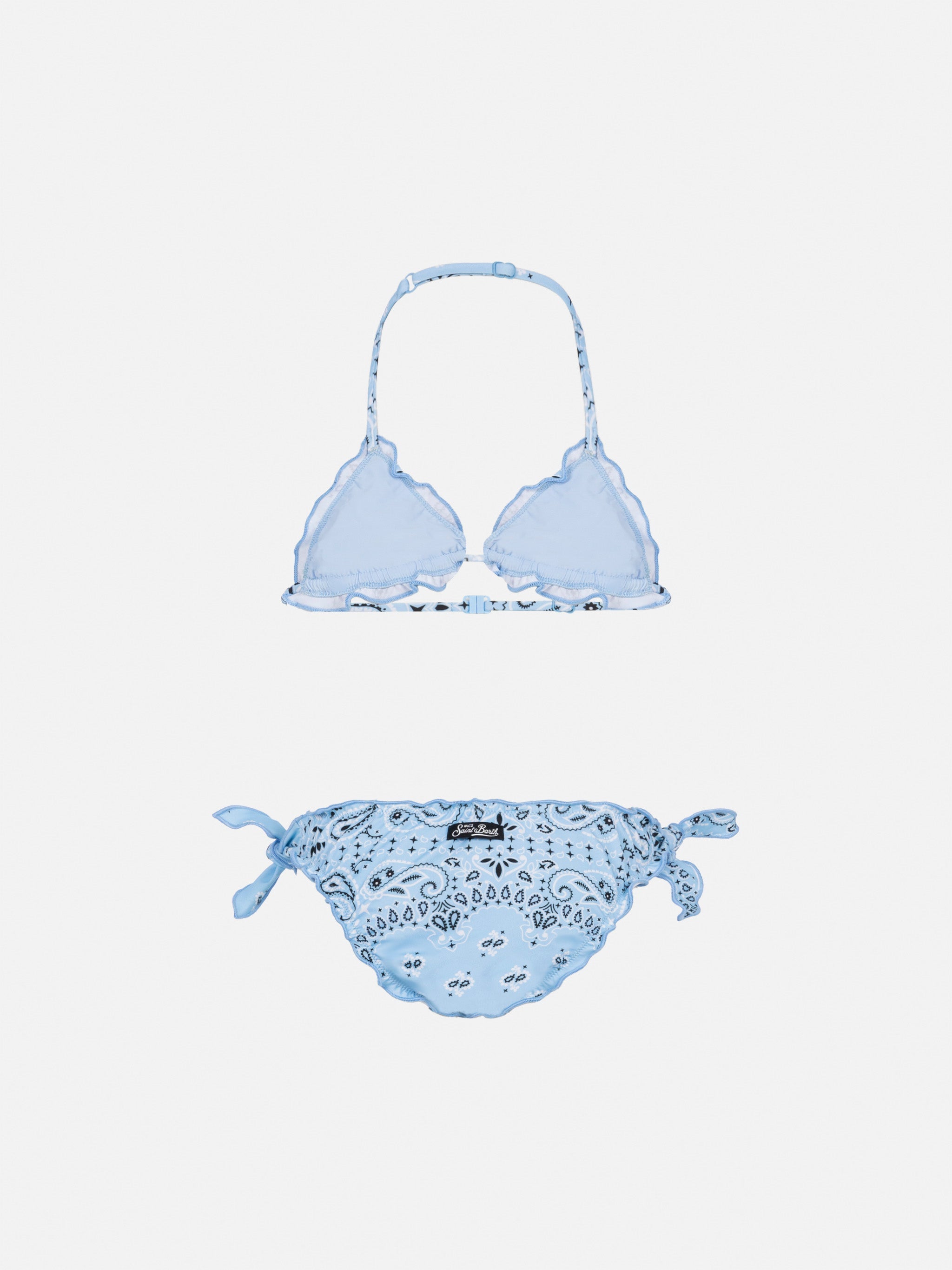 Cris Classic Triangle Bikini With Bandanna Print Sky