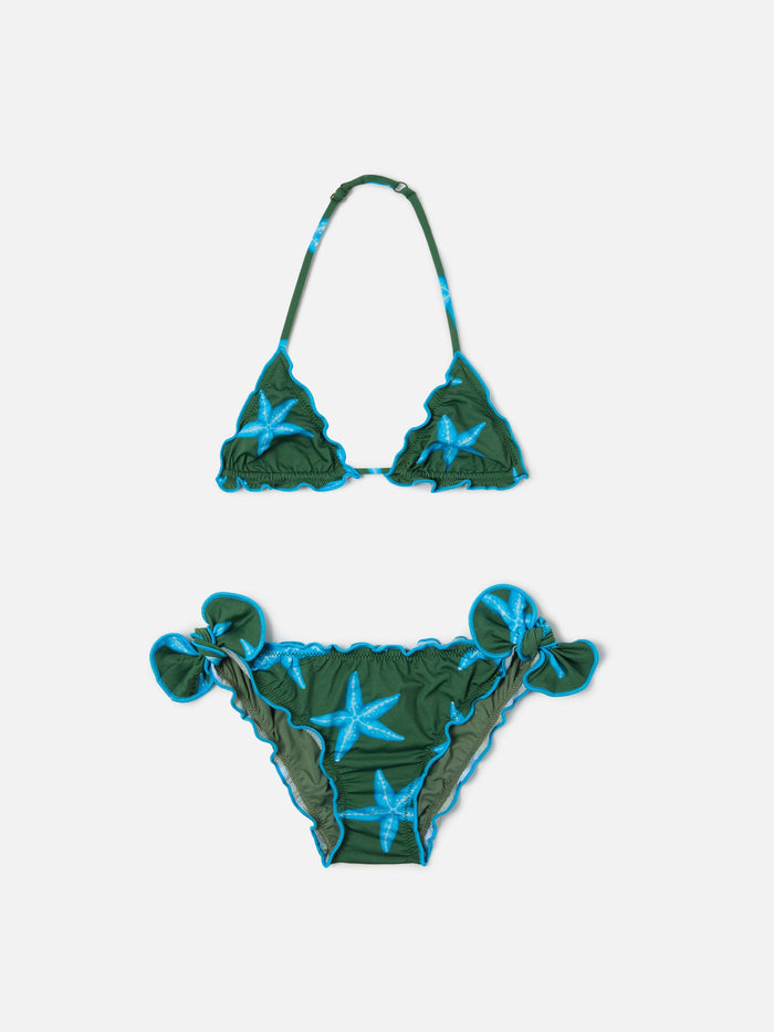 Cris Classic Triangle Bikini With Starfish Print Green