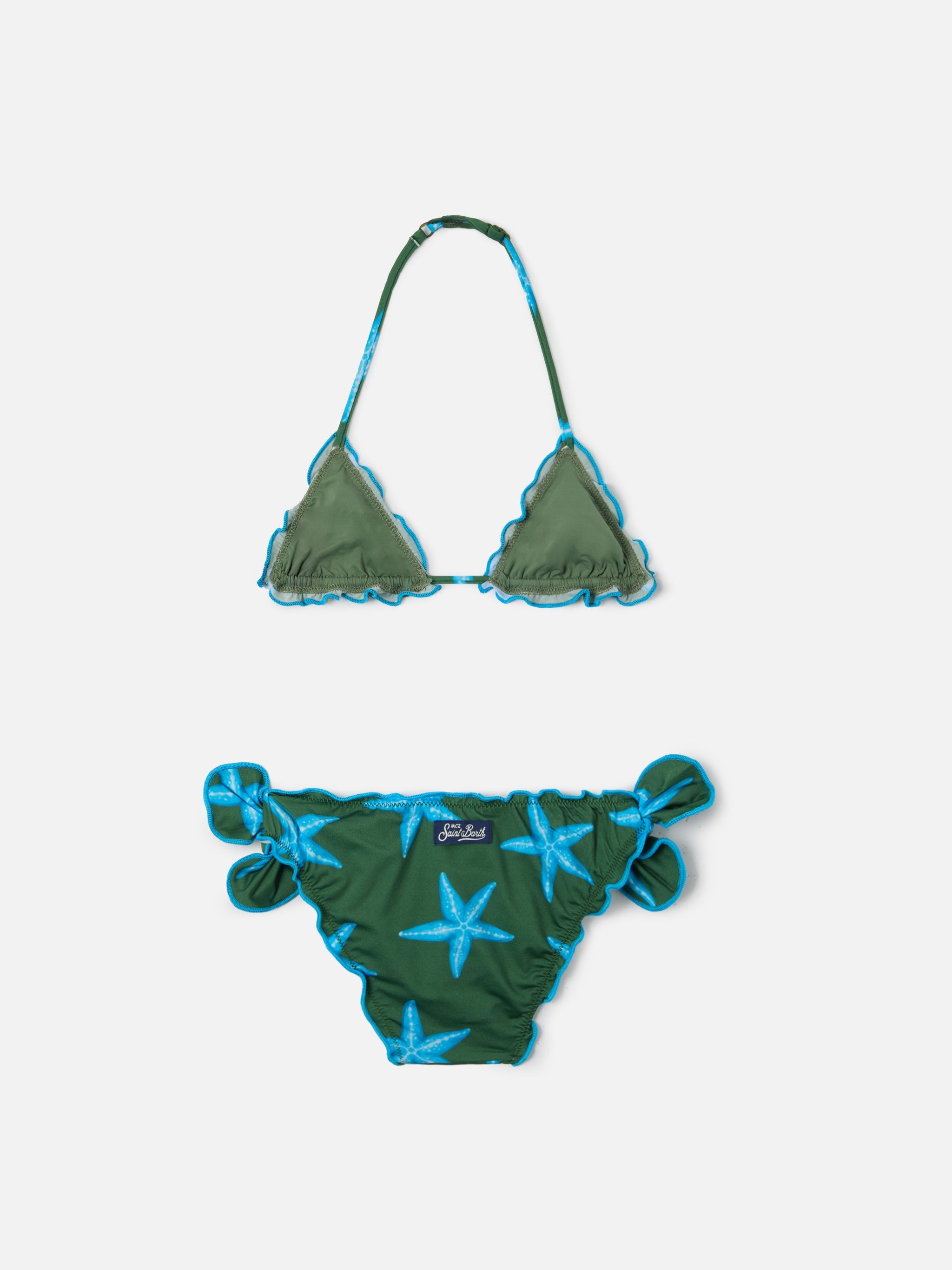 Cris Classic Triangle Bikini With Starfish Print Green