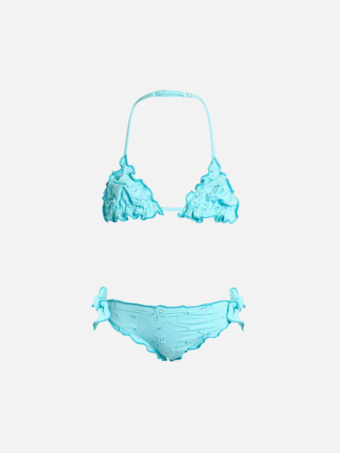 Girl Water Green Classic Triangle Bikini Cris With Sangallo Embroidery