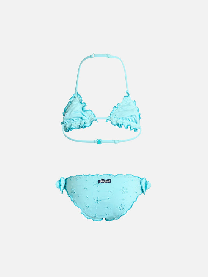 Girl Water Green Classic Triangle Bikini Cris With Sangallo Embroidery __single__