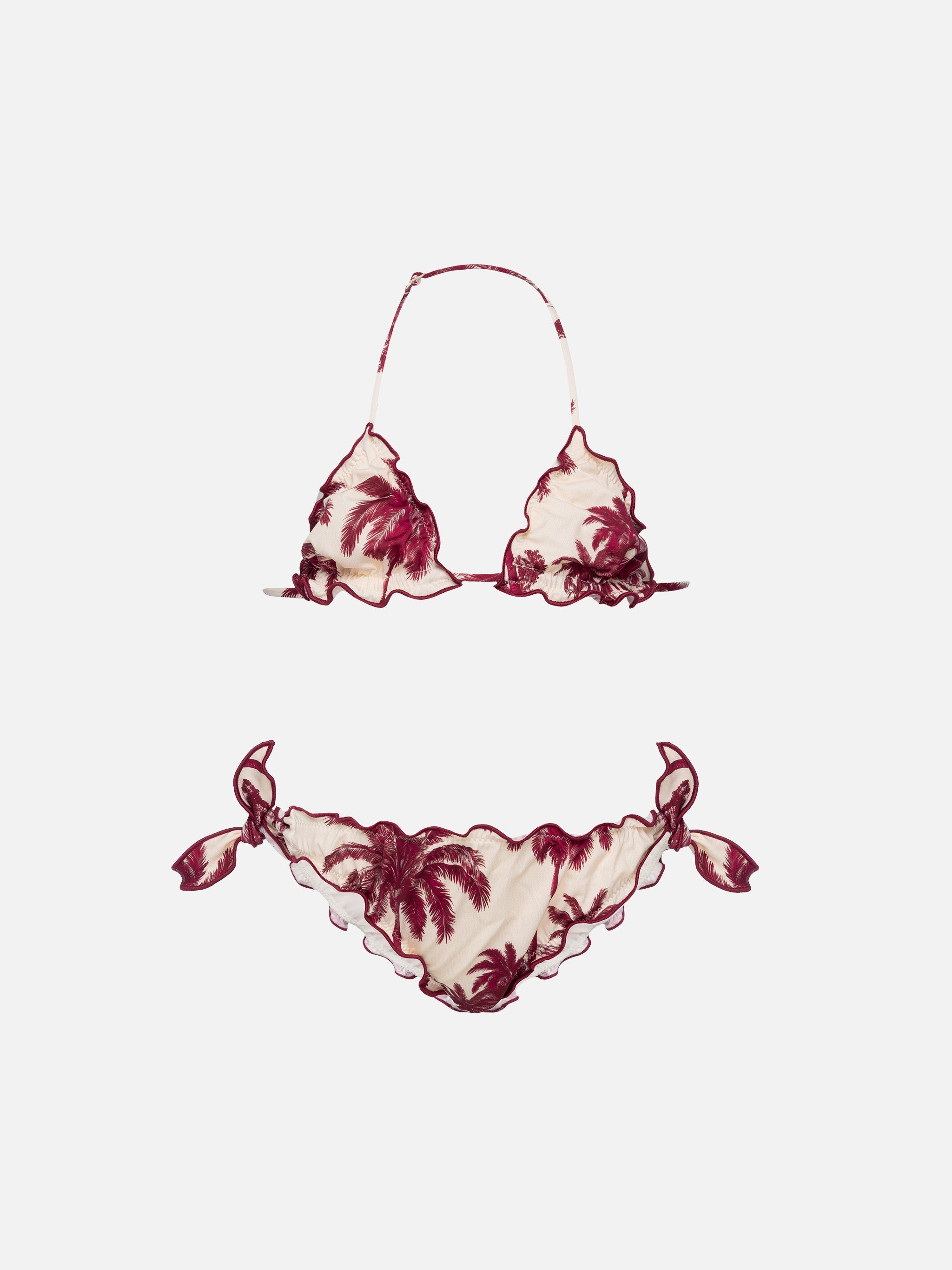 Cris Classic Triangle Bikini With Toile De Jouy Print | Ai Co-Created Design By Rickdick - Powered Red-Eye White