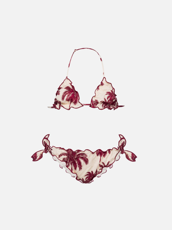 Cris Classic Triangle Bikini With Toile De Jouy Print | Ai Co-Created Design By Rickdick - Powered Red-Eye White