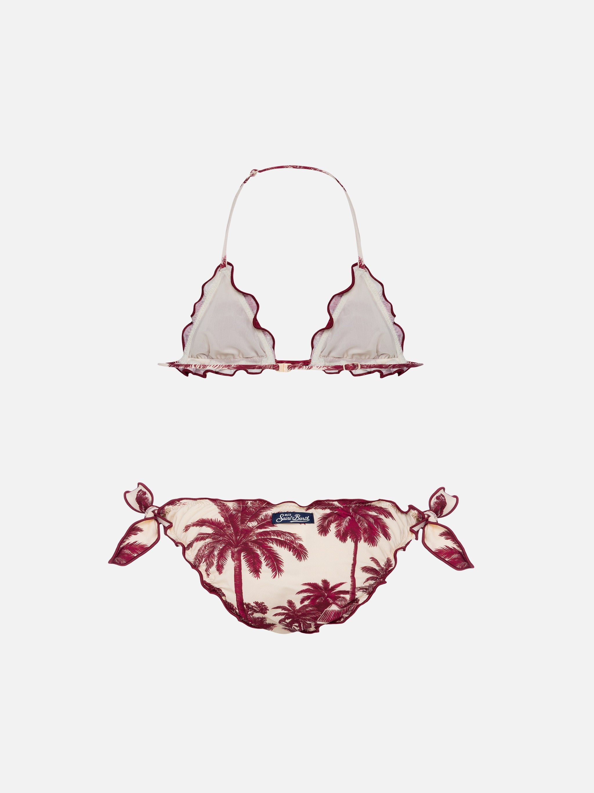 Cris Classic Triangle Bikini With Toile De Jouy Print | Ai Co-Created Design By Rickdick - Powered Red-Eye White