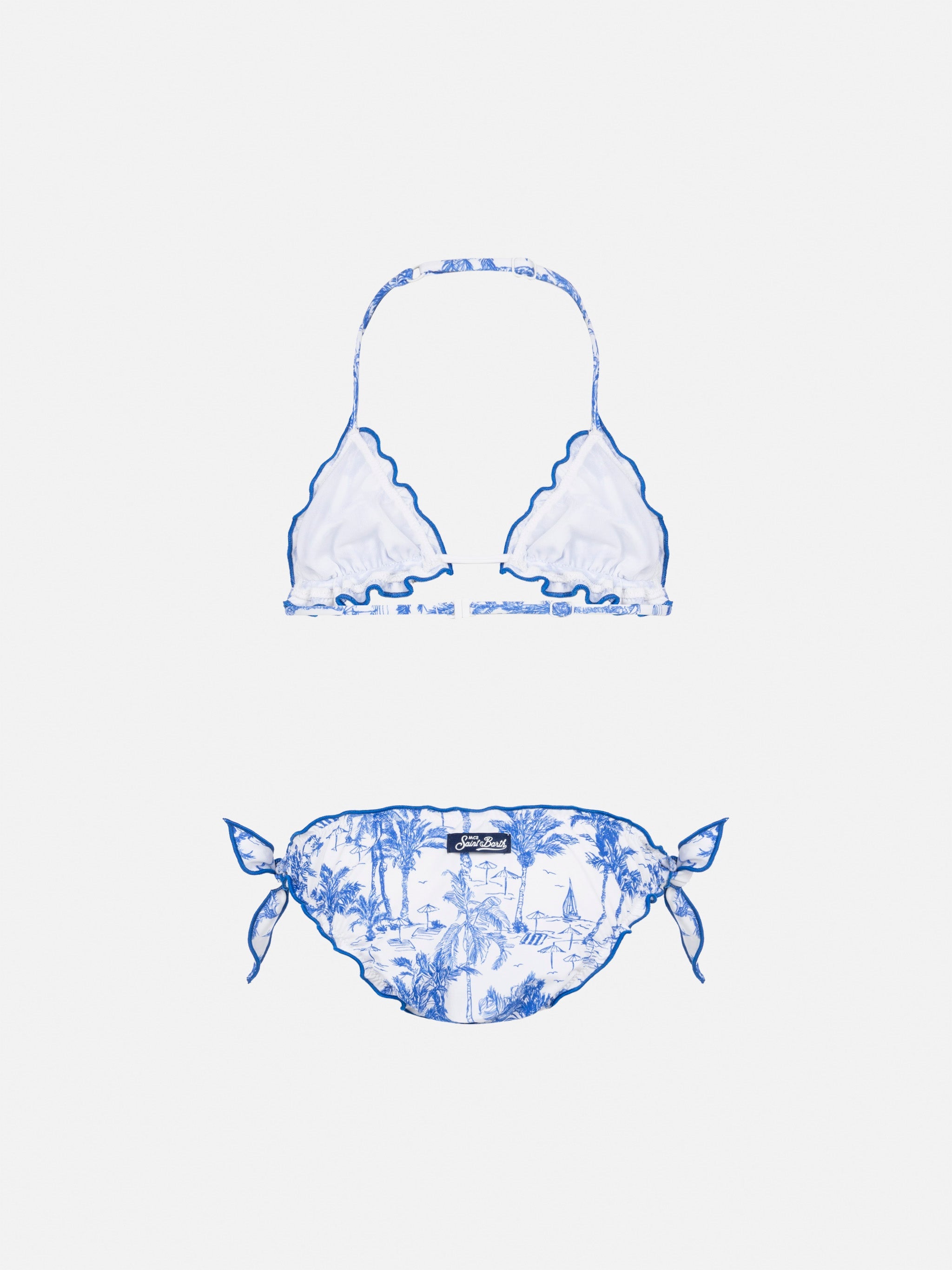 Cris Classic Triangle Bikini With Toile De Jouy Print White